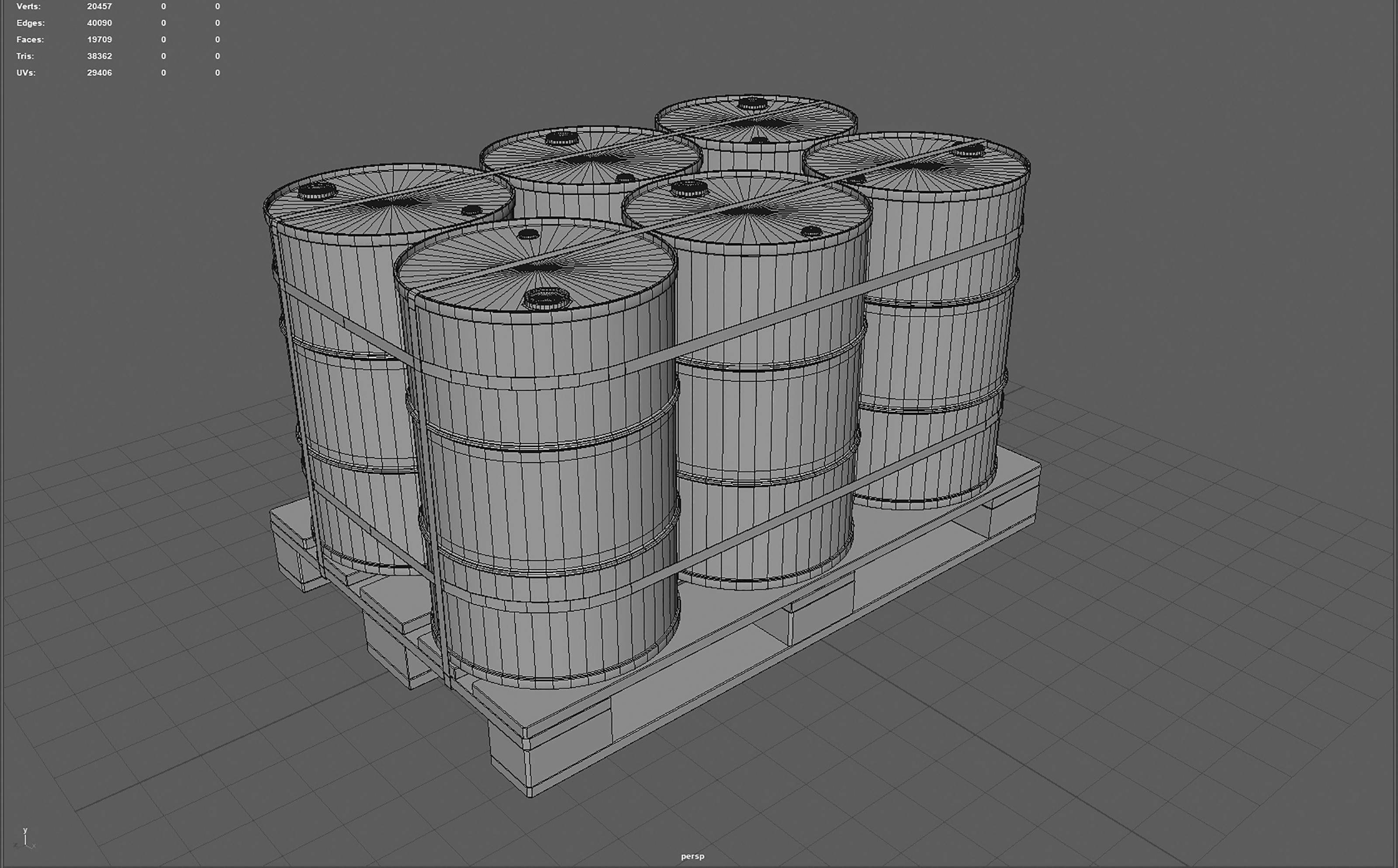 Barrels on a Pallet Low-poly 3D model_8