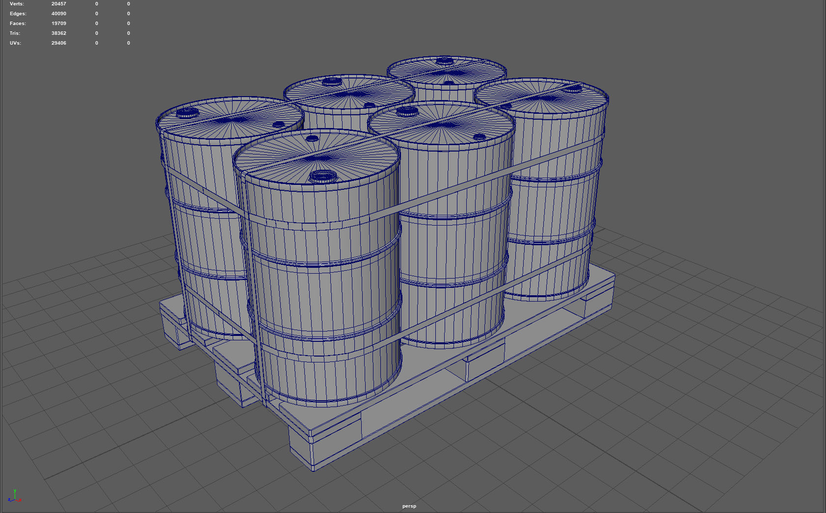 Barrels on a Pallet Low-poly 3D model_3
