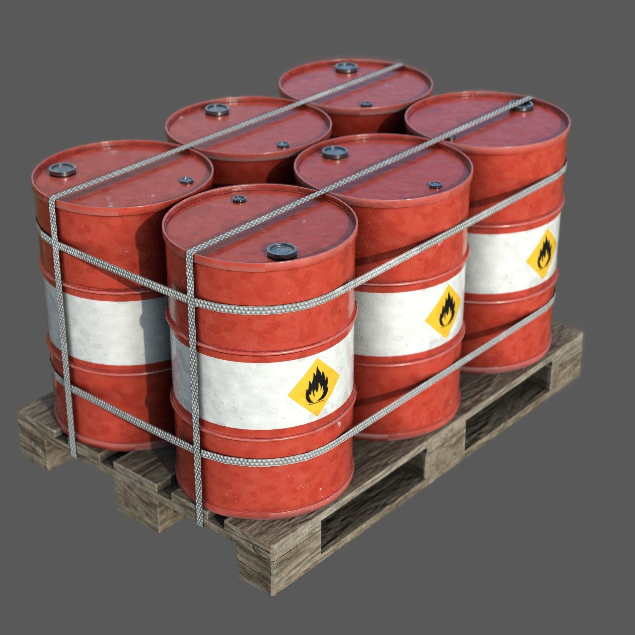 Barrels on a Pallet Low-poly 3D model_9
