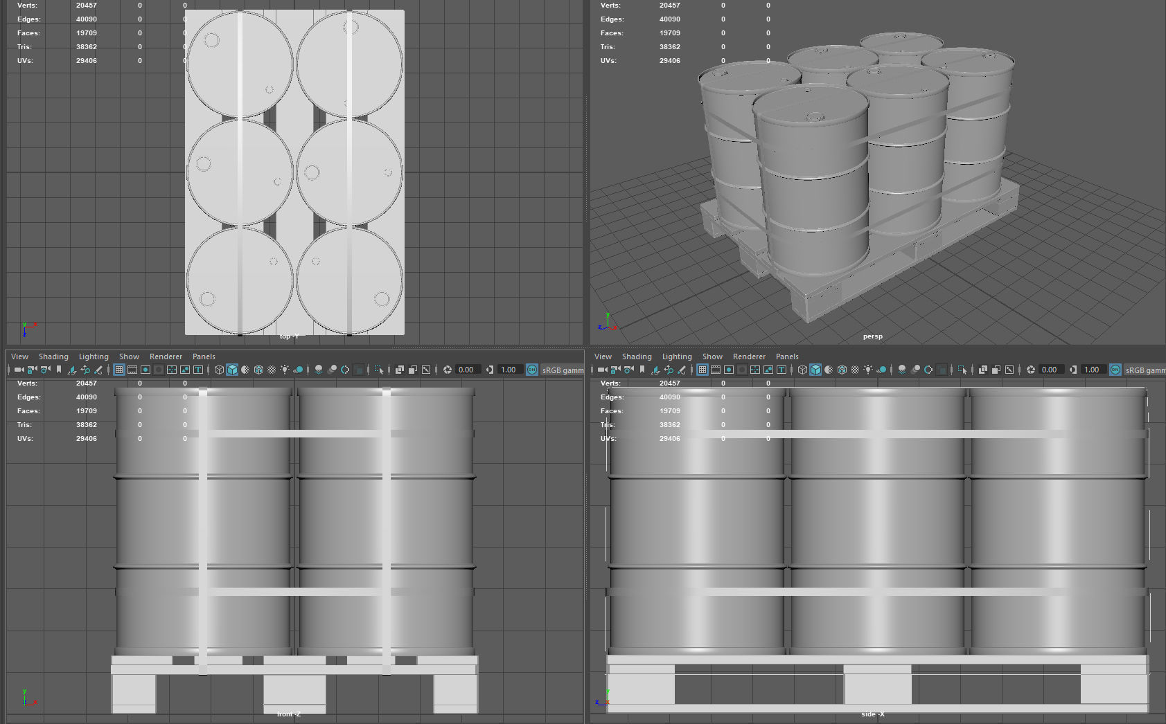Barrels on a Pallet Low-poly 3D model_5