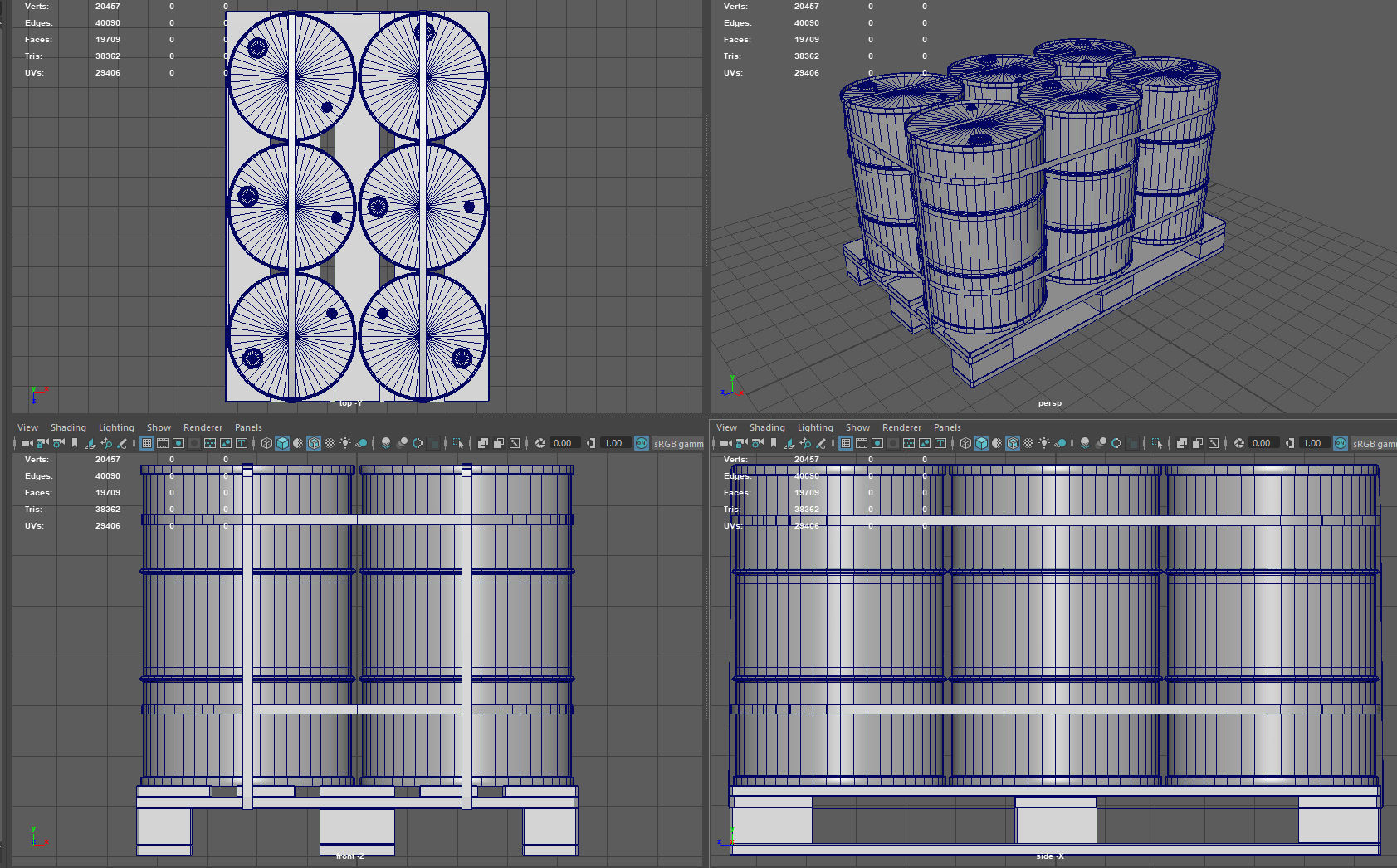 Barrels on a Pallet Low-poly 3D model_6