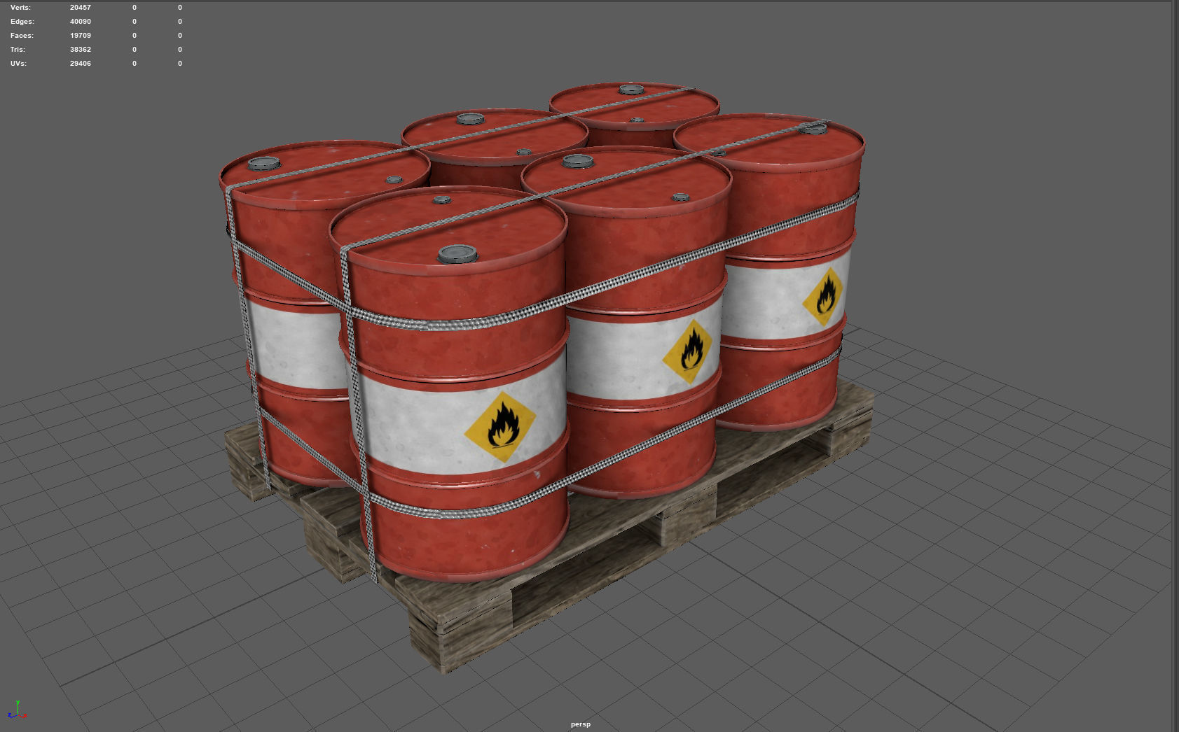 Barrels on a Pallet Low-poly 3D model_1