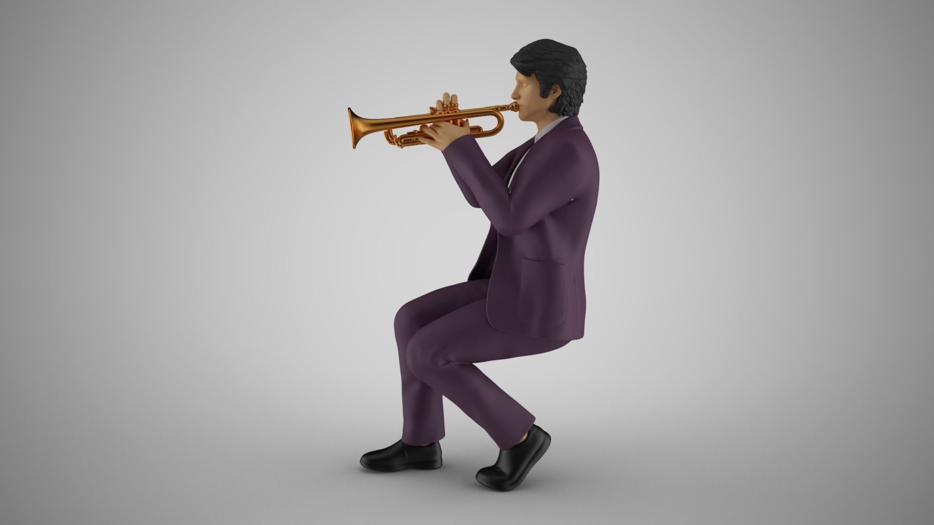 Man Playing Trumpet 3D print model_12
