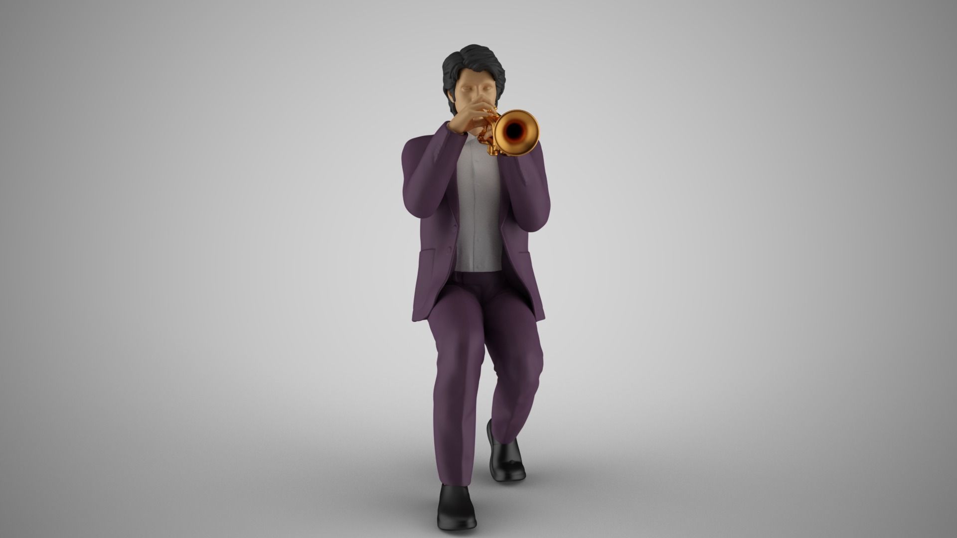 Man Playing Trumpet 3D print model_4