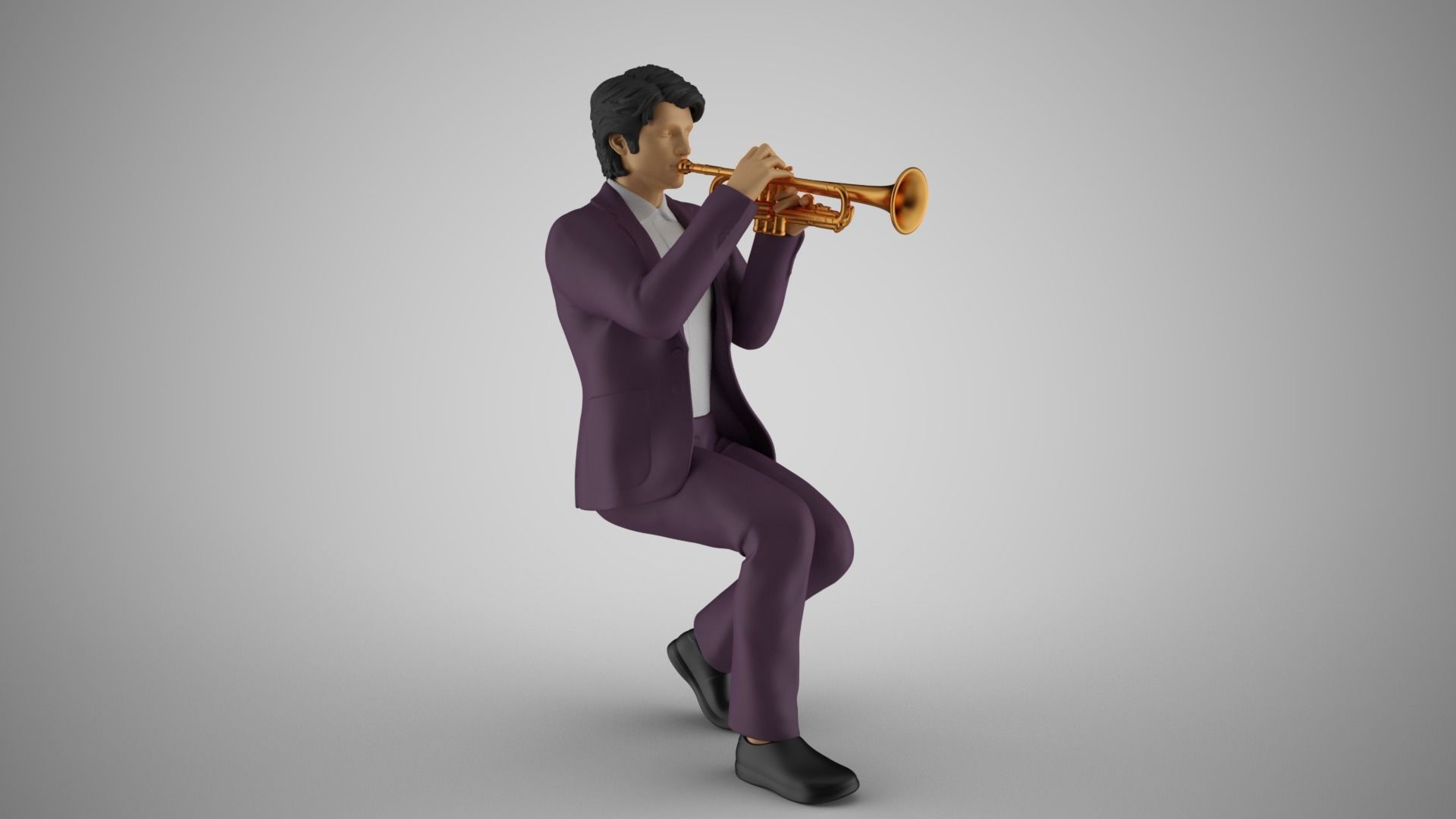 Man Playing Trumpet 3D print model_10