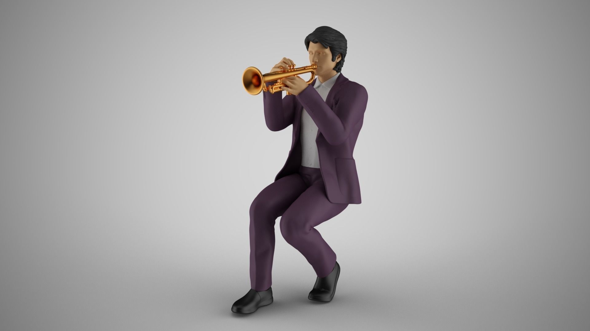 Man Playing Trumpet 3D print model_15