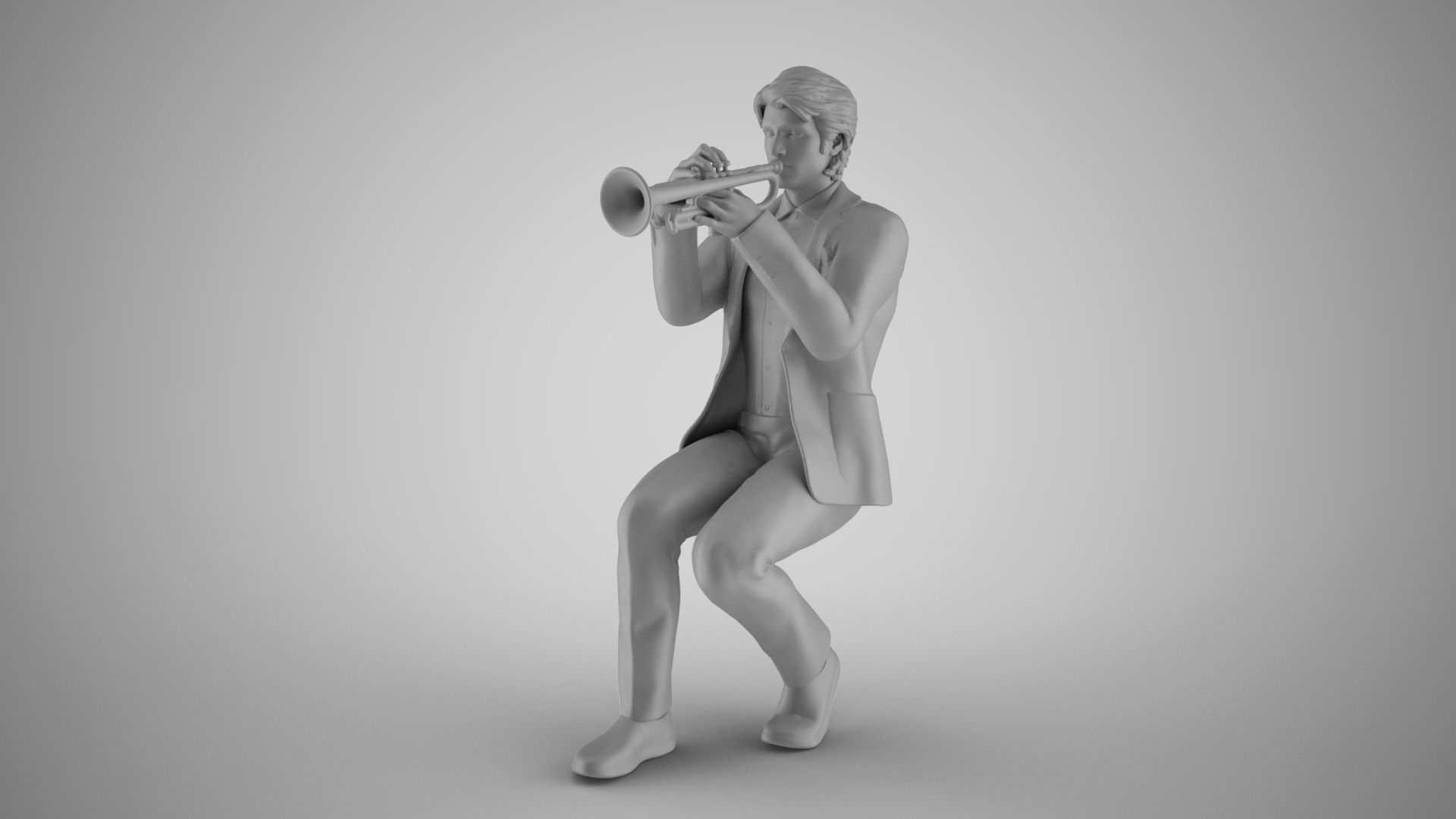 Man Playing Trumpet 3D print model_2