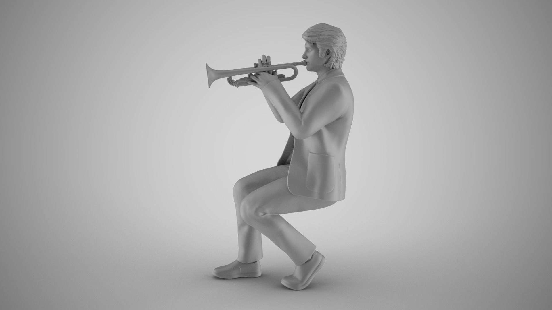 Man Playing Trumpet 3D print model_19