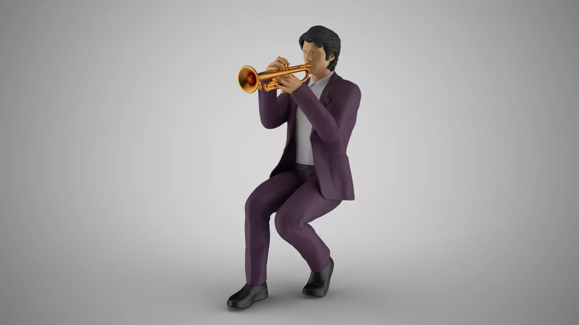 Man Playing Trumpet 3D print model_0