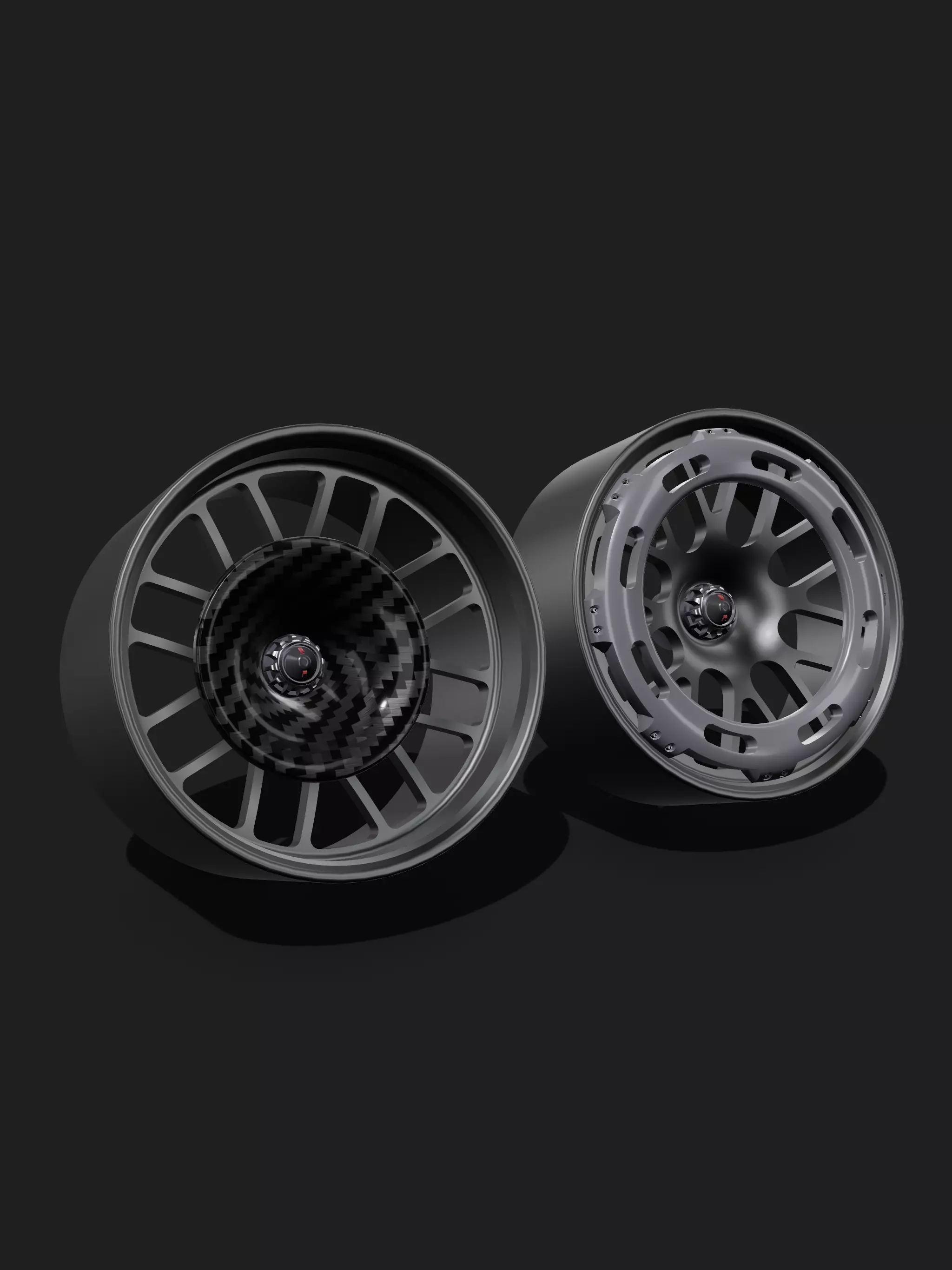 Monoblock Race Wheels Mesh style 4 sizes with extras 3D print model_0