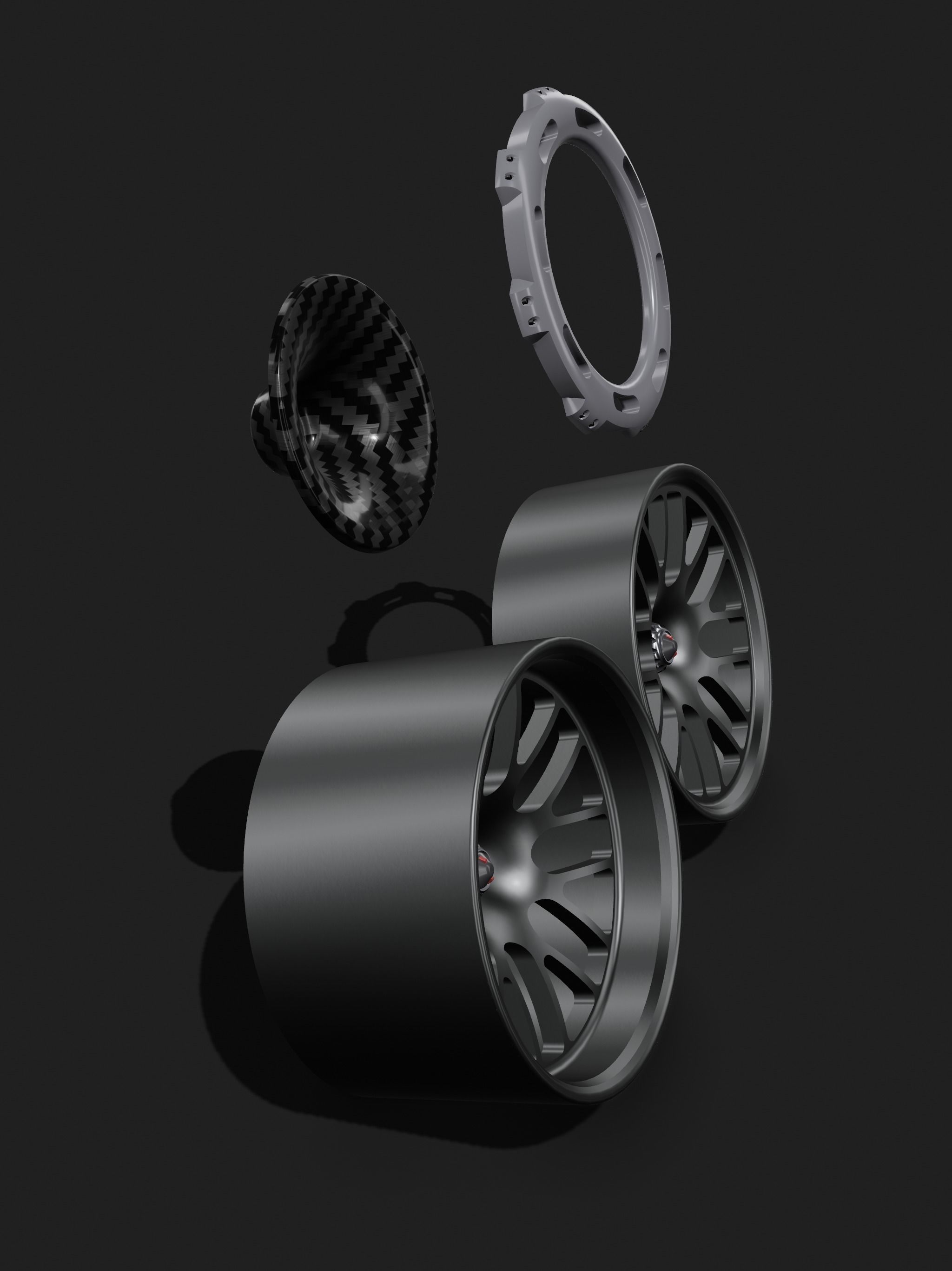 Monoblock Race Wheels Mesh style 4 sizes with extras 3D print model_10