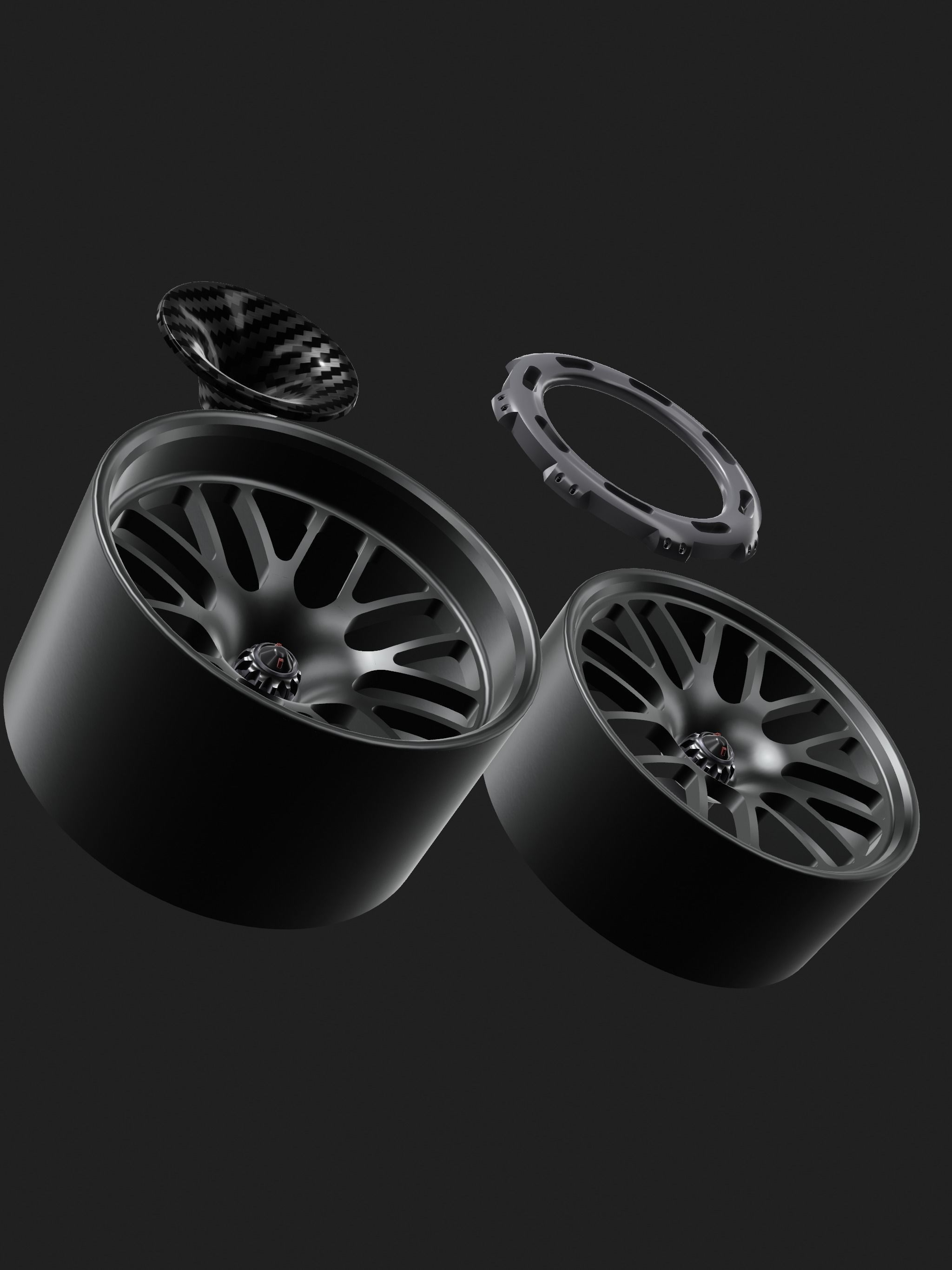 Monoblock Race Wheels Mesh style 4 sizes with extras 3D print model_5