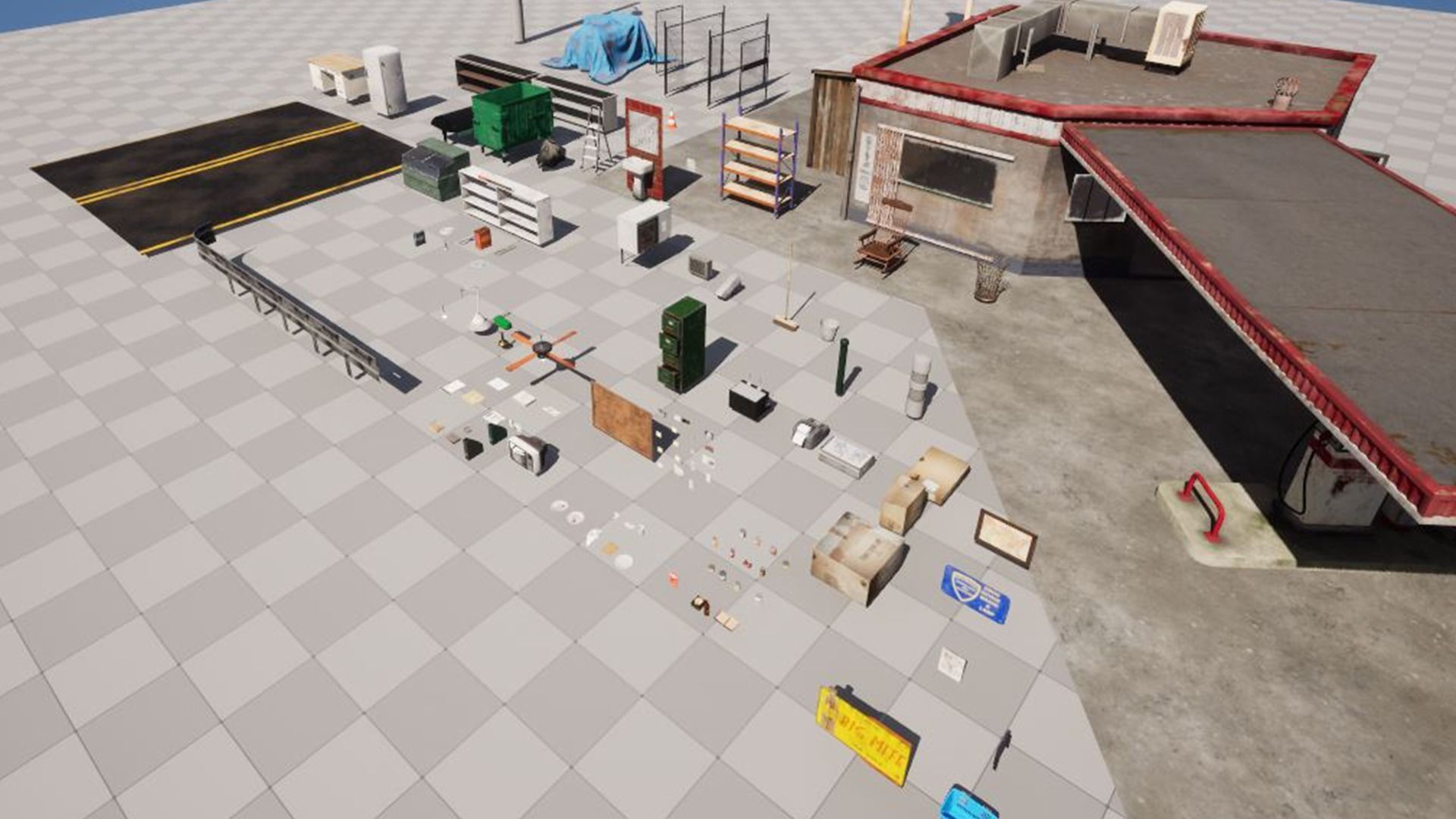 UE5 pack old GasStation complete scene Low-poly 3D model_29