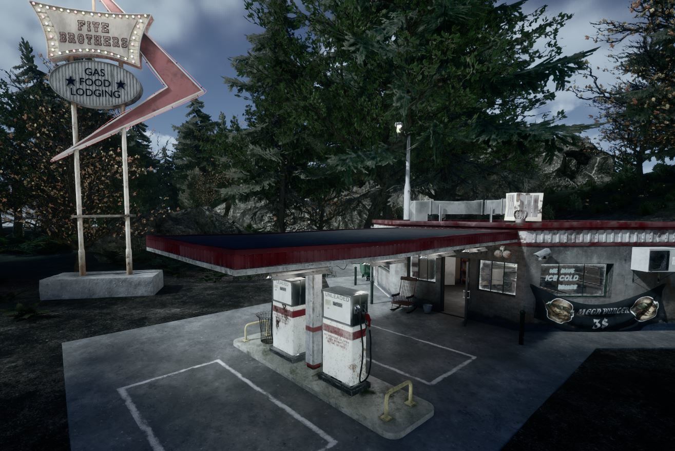 UE5 pack old GasStation complete scene Low-poly 3D model_13
