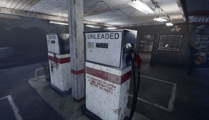 UE5 pack old GasStation complete scene Low-poly 3D model 6