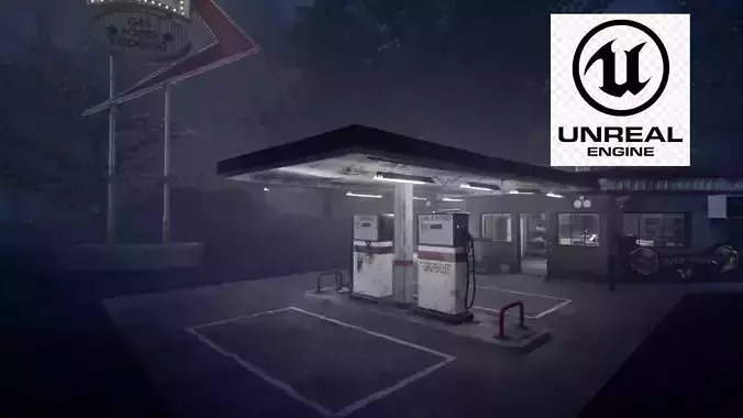 UE5 pack old GasStation complete scene