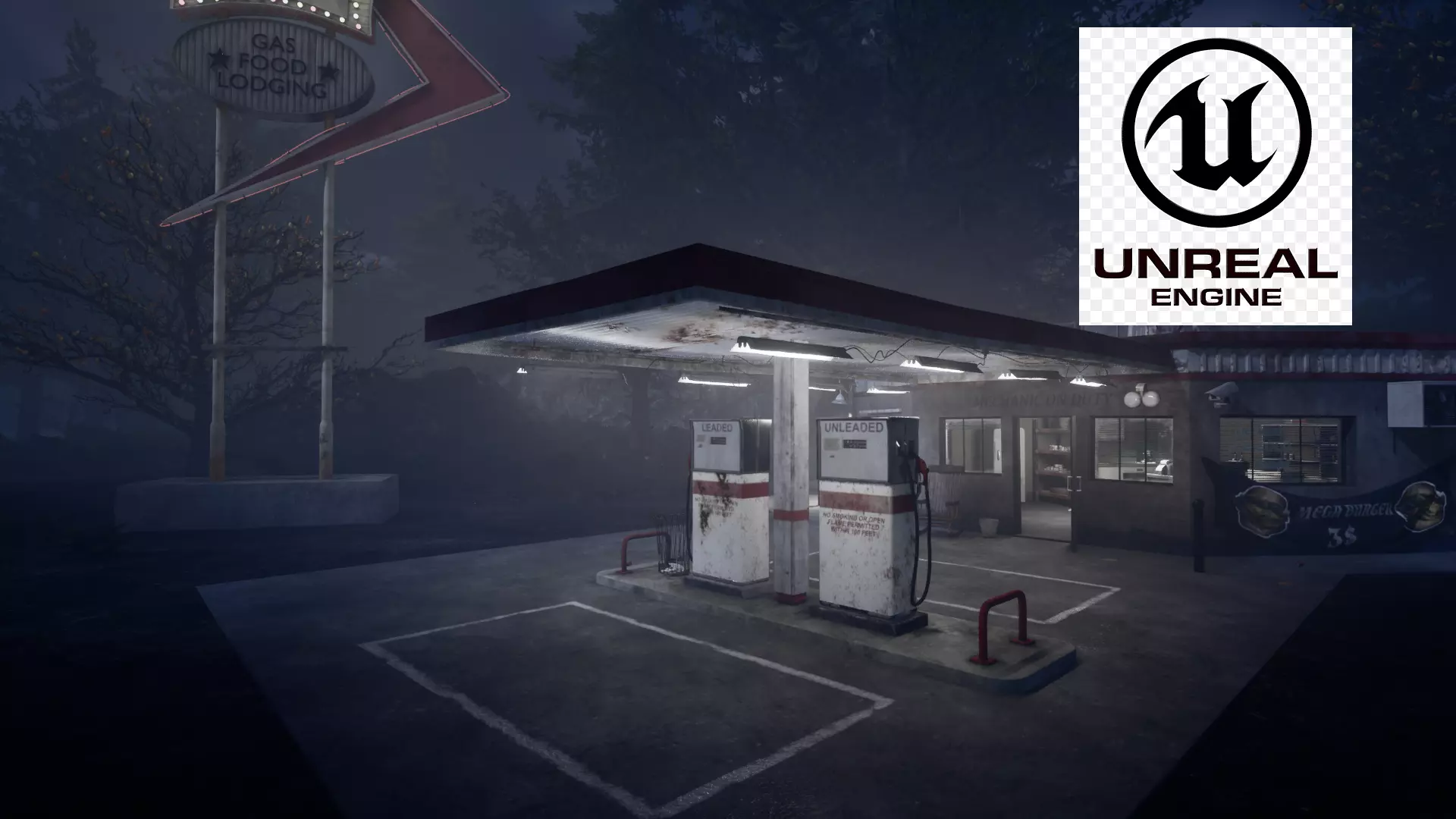 UE5 pack old GasStation complete scene Low-poly 3D model_0