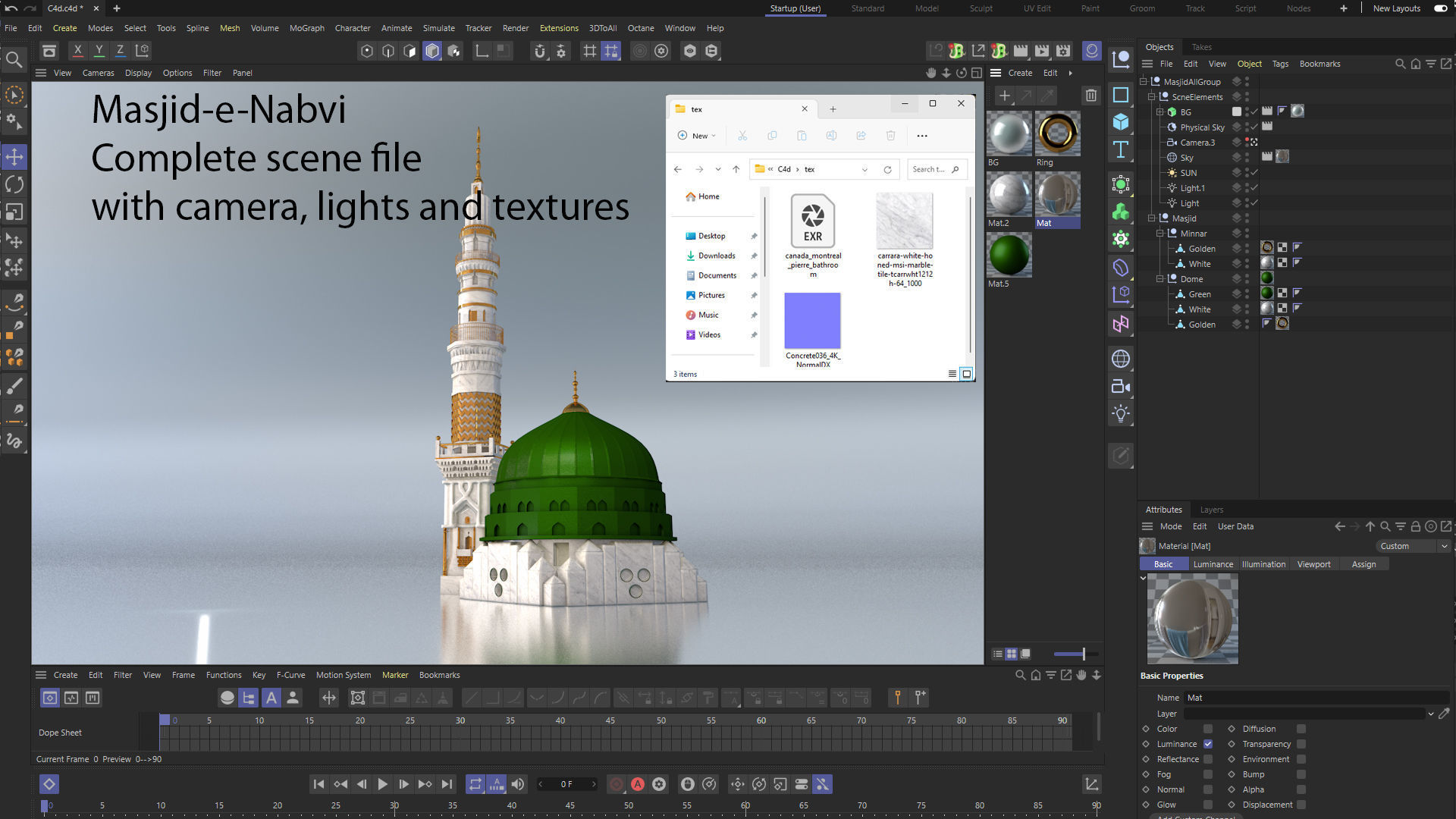 Prophets Mosque Masjid e nabvi 3D model_8