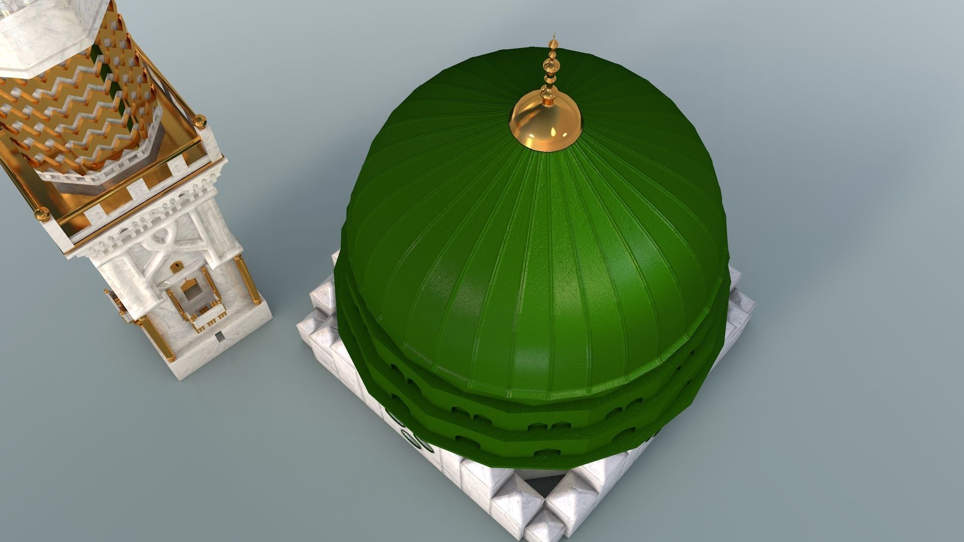 Prophets Mosque Masjid e nabvi 3D model_2