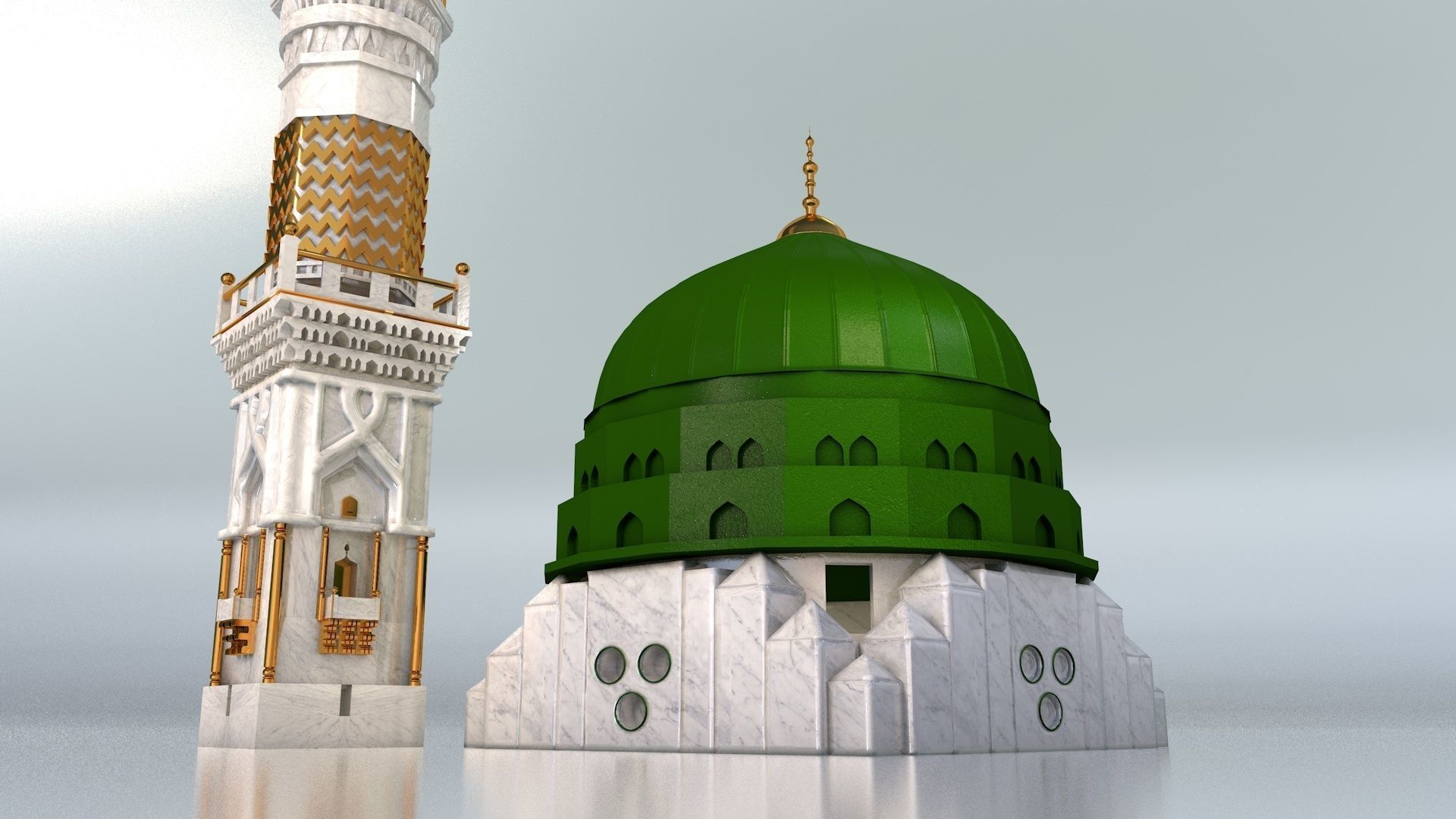 Prophets Mosque Masjid e nabvi 3D model_5