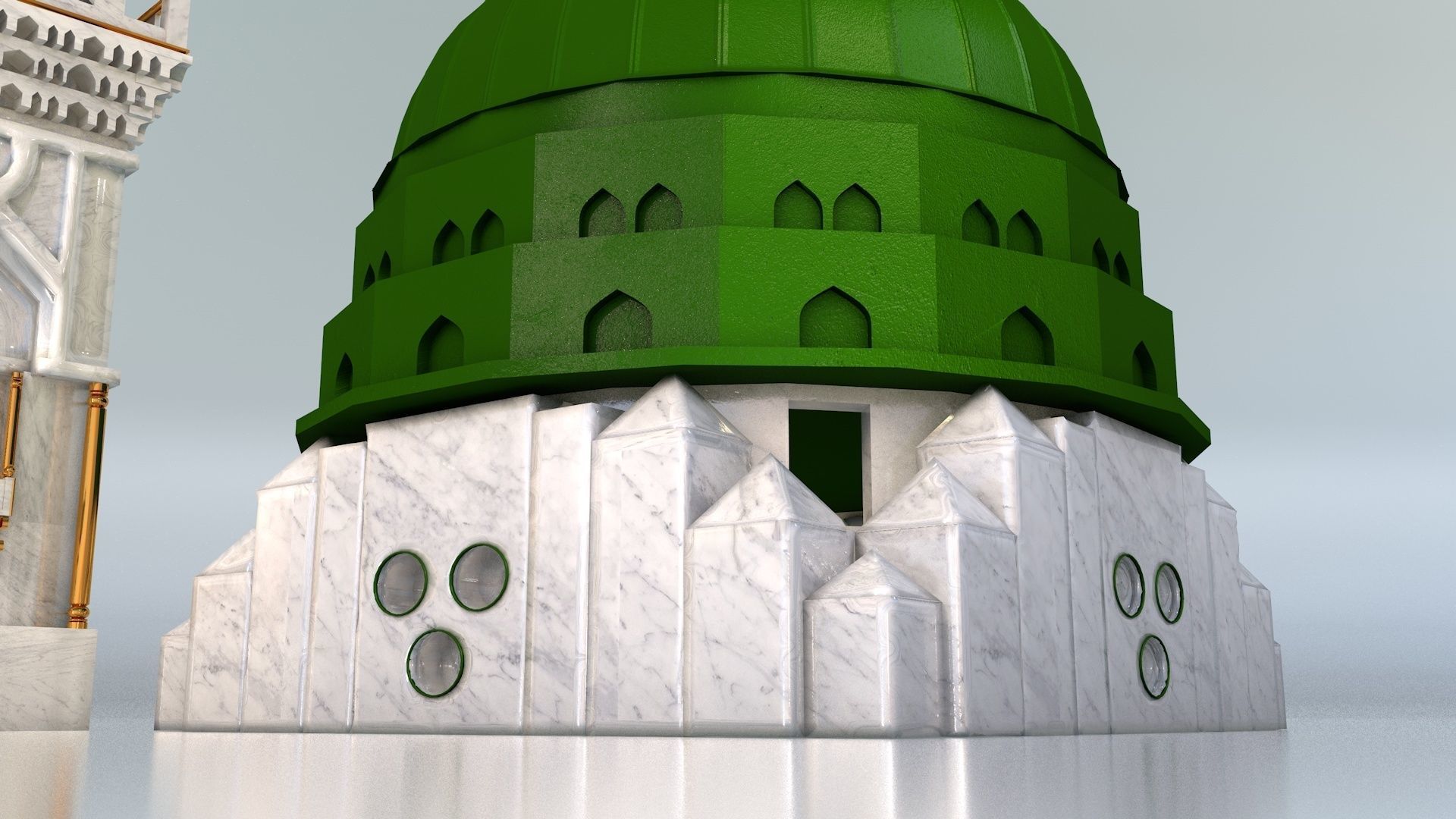 Prophets Mosque Masjid e nabvi 3D model_1