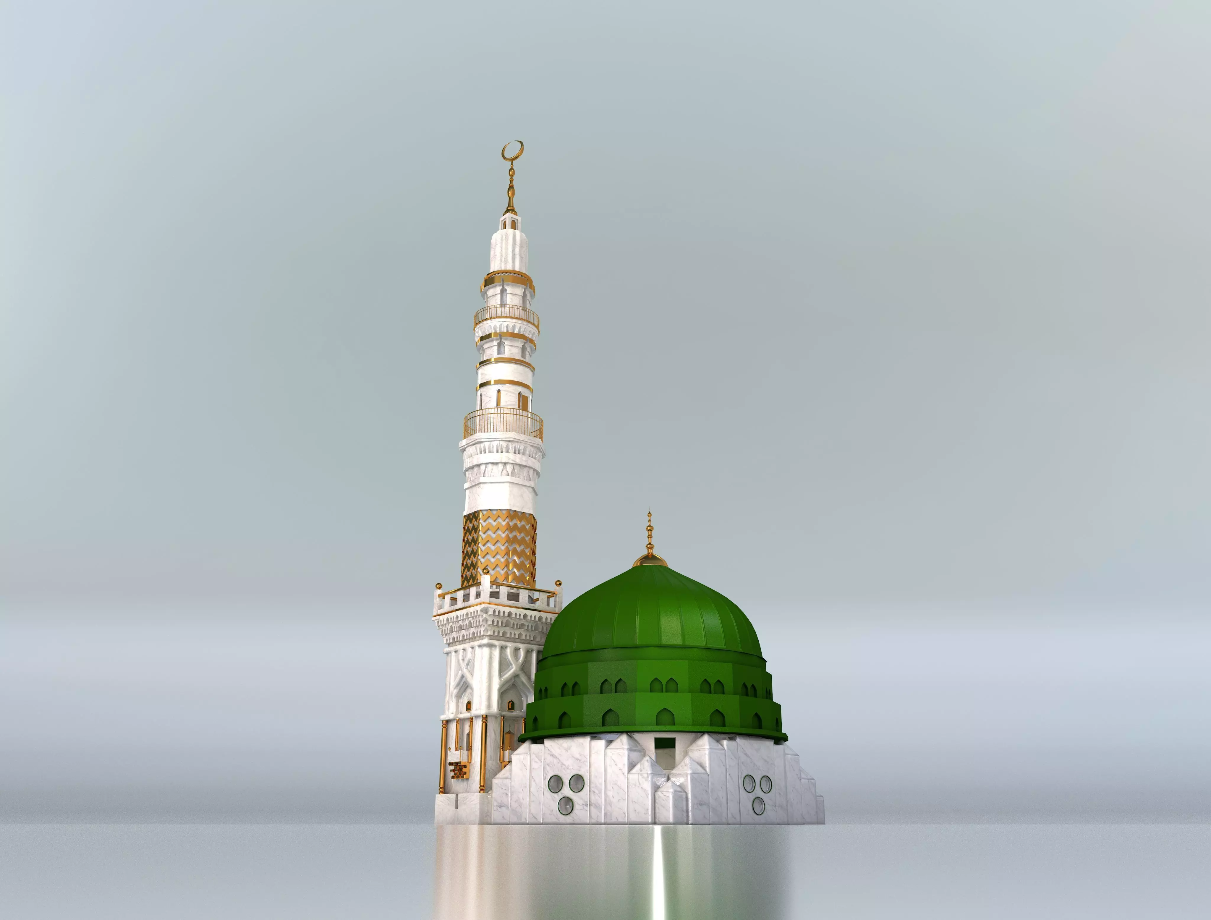 Prophets Mosque Masjid e nabvi 3D model_0