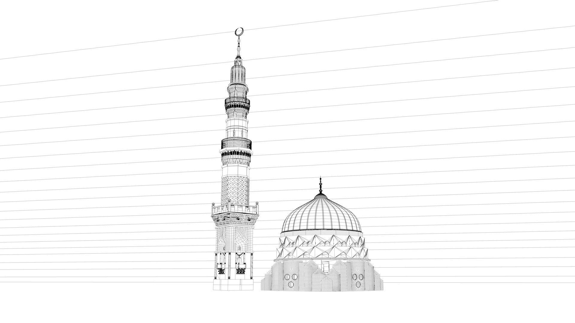 Prophets Mosque Masjid e nabvi 3D model_7