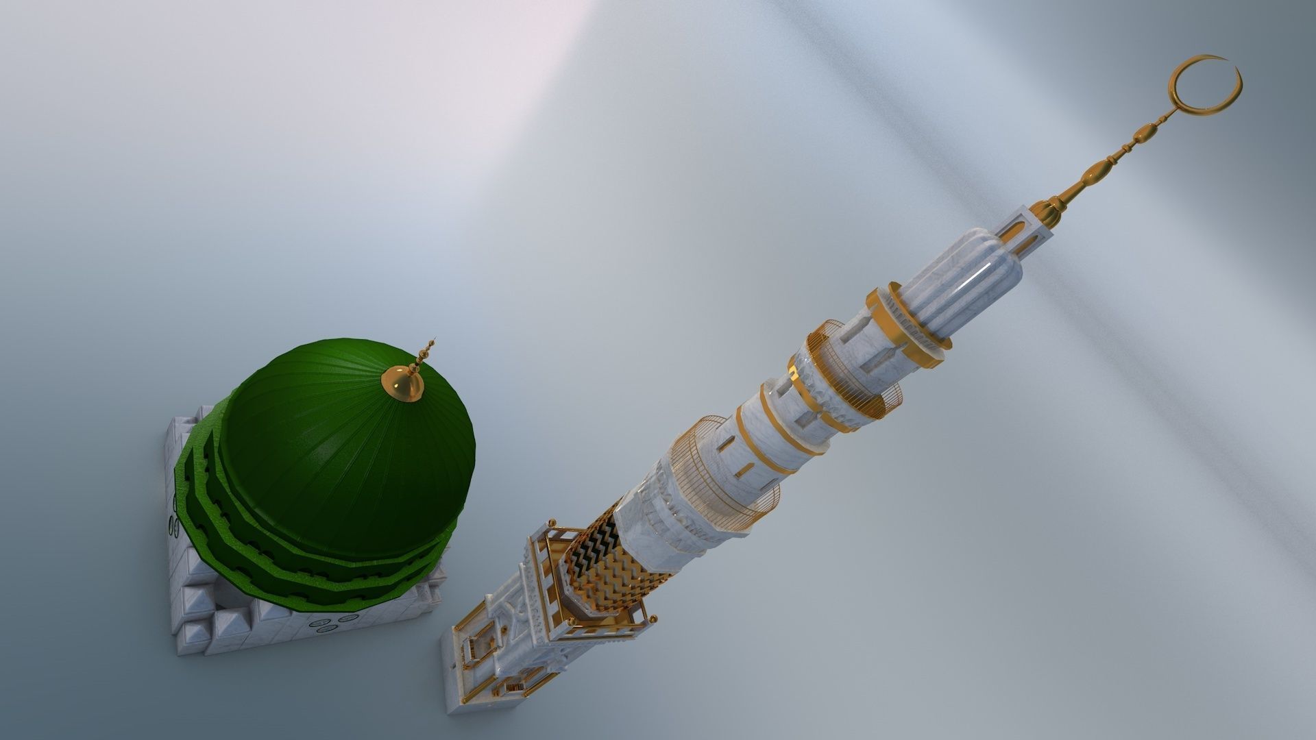 Prophets Mosque Masjid e nabvi 3D model_4