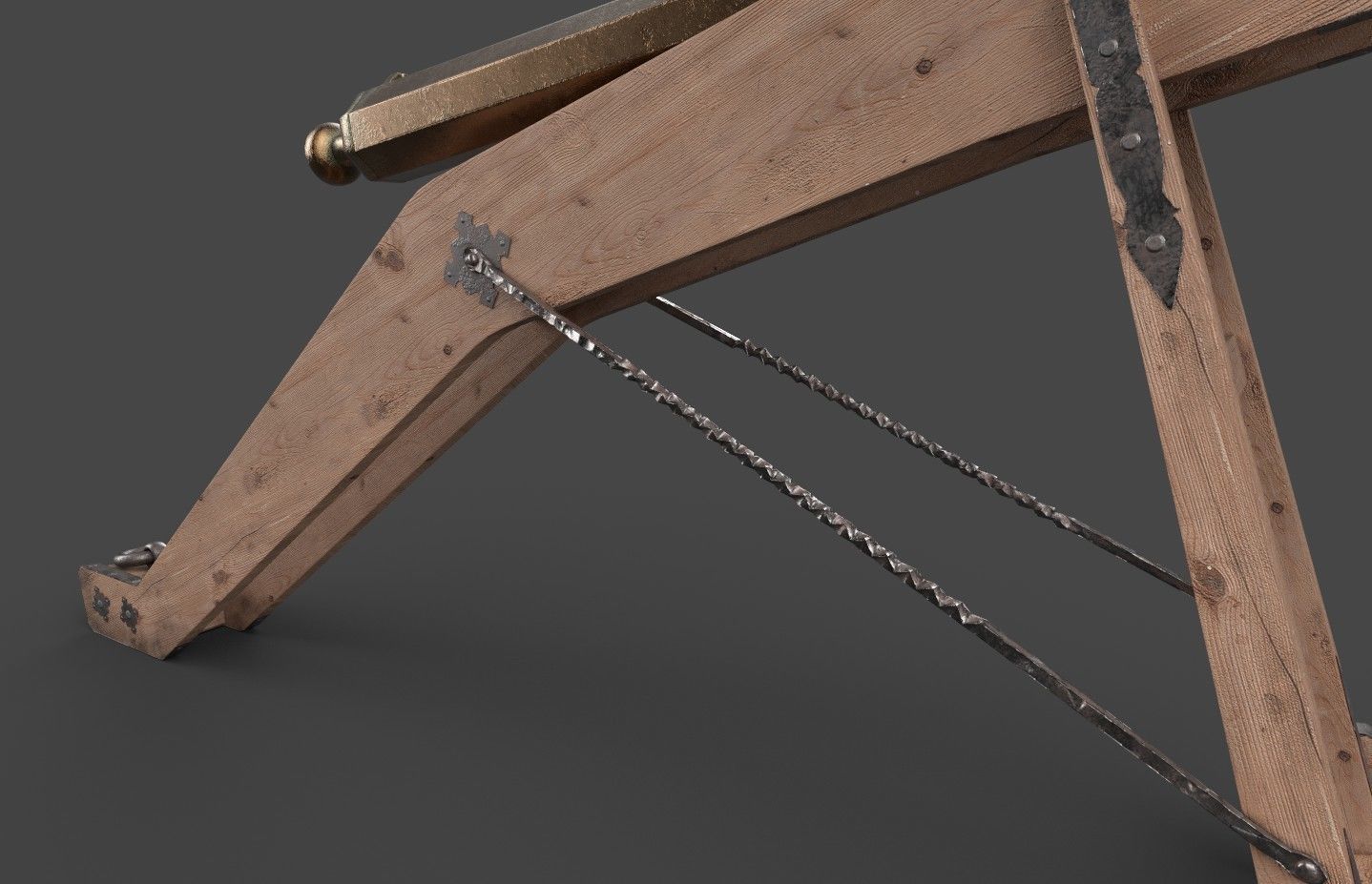 Medieval 16th century falconet cannon on mount Low-poly 3D model_19