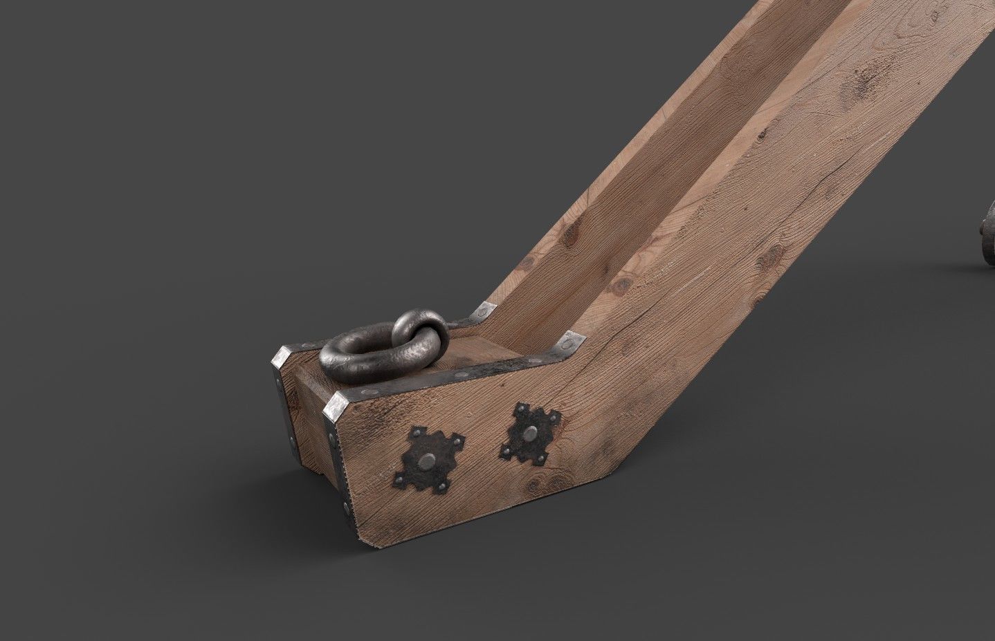 Medieval 16th century falconet cannon on mount Low-poly 3D model_21