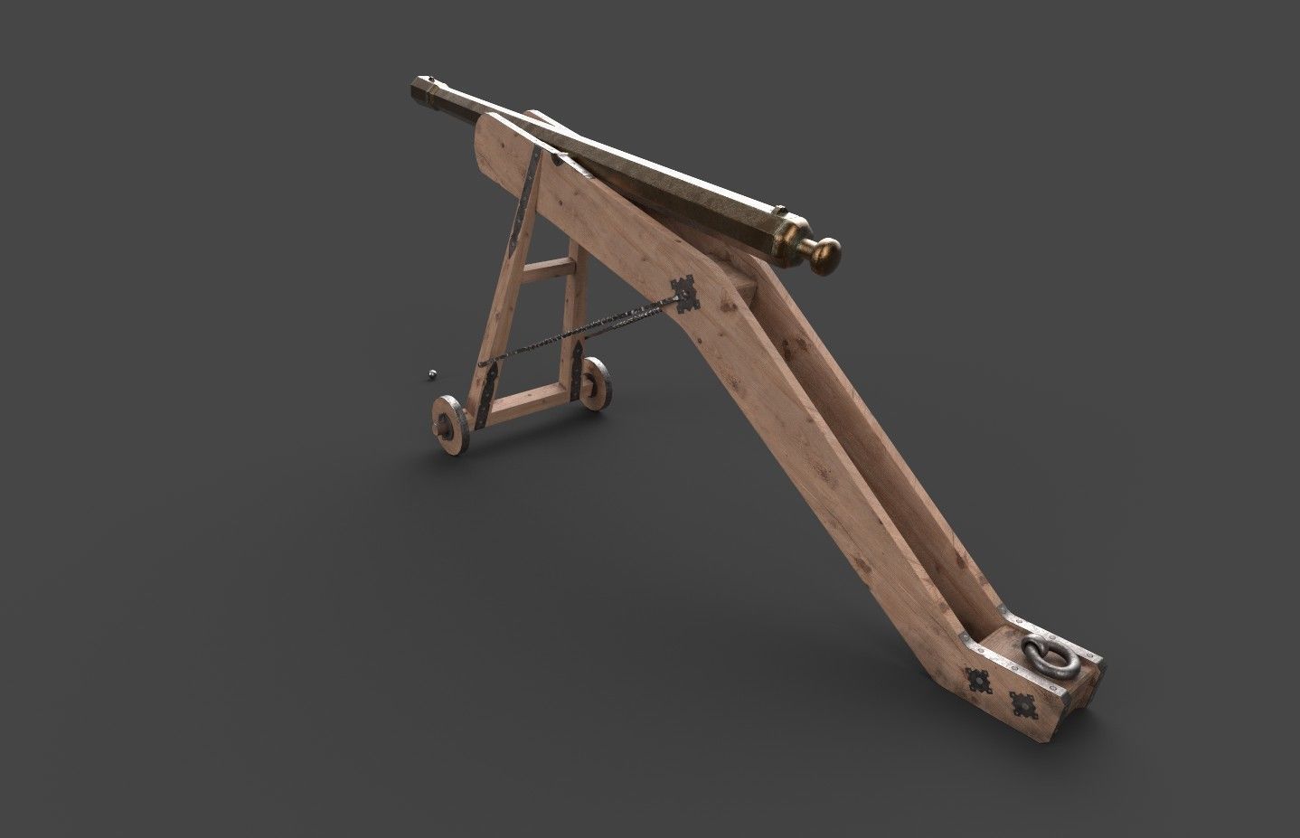 Medieval 16th century falconet cannon on mount Low-poly 3D model_7