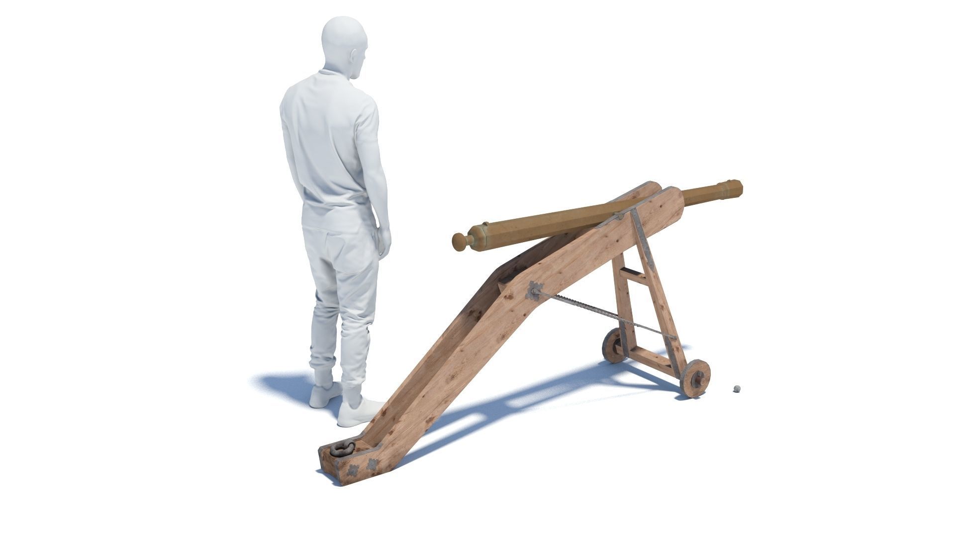 Medieval 16th century falconet cannon on mount Low-poly 3D model_1