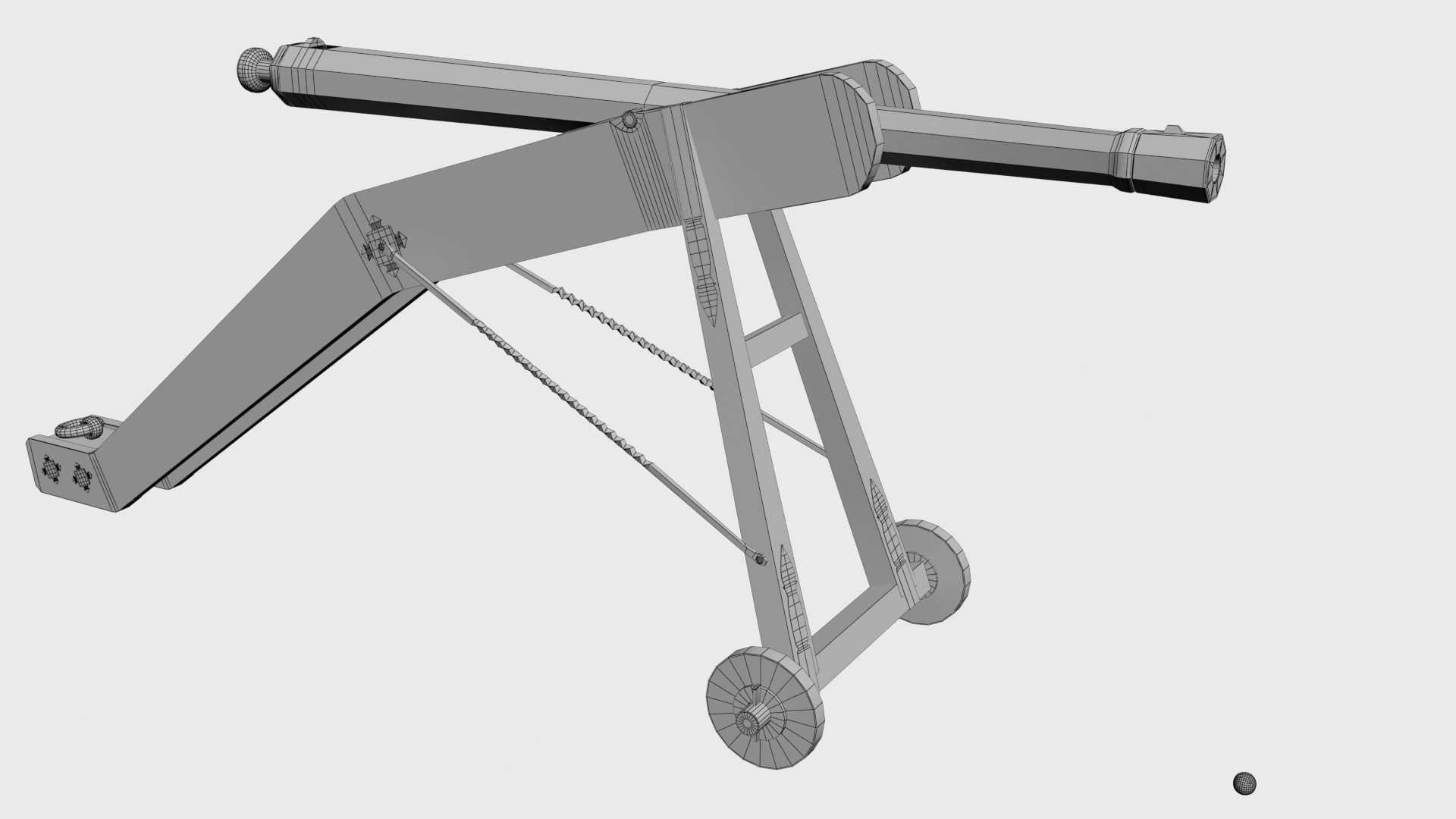 Medieval 16th century falconet cannon on mount Low-poly 3D model_2