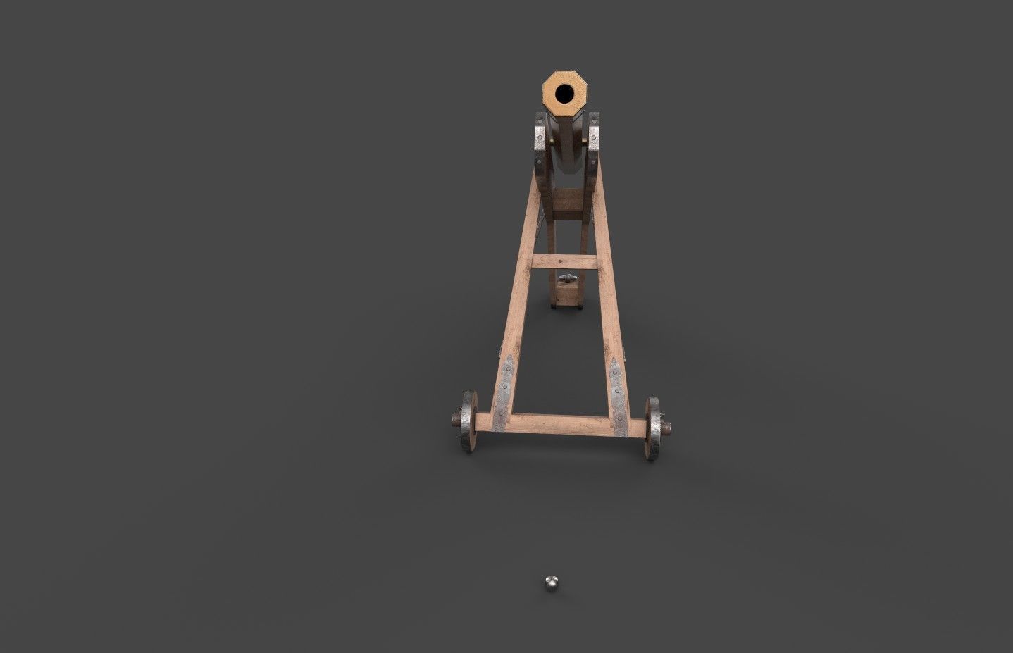 Medieval 16th century falconet cannon on mount Low-poly 3D model_10