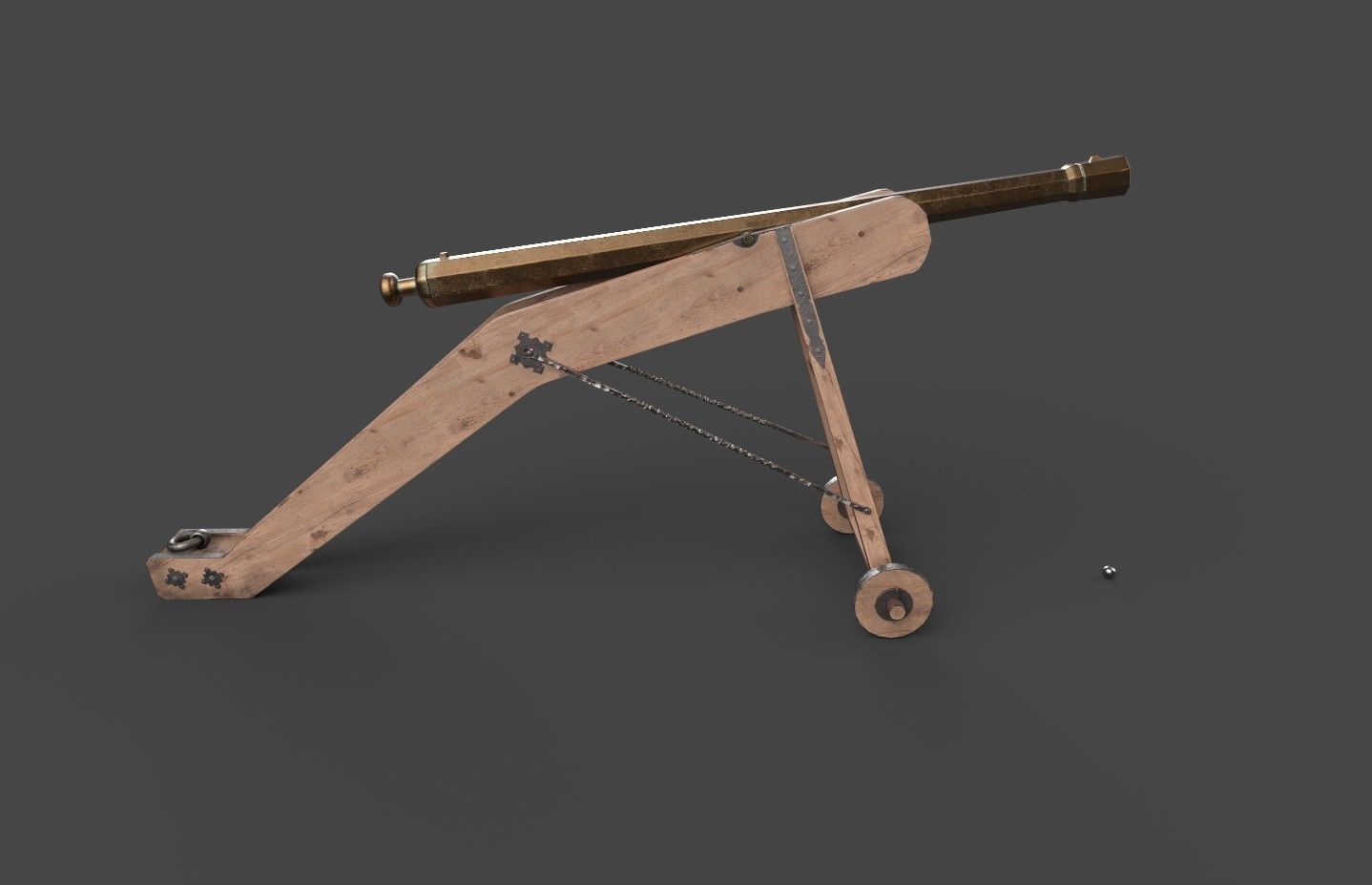 Medieval 16th century falconet cannon on mount Low-poly 3D model_13