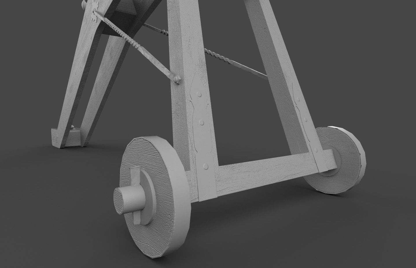 Medieval 16th century falconet cannon on mount Low-poly 3D model_25