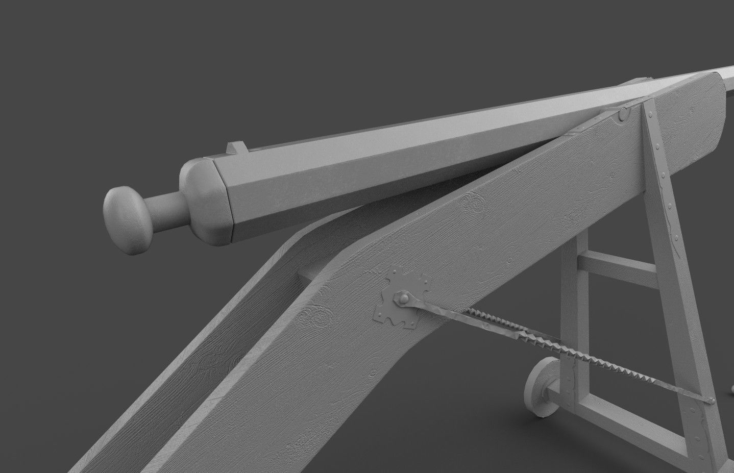 Medieval 16th century falconet cannon on mount Low-poly 3D model_26