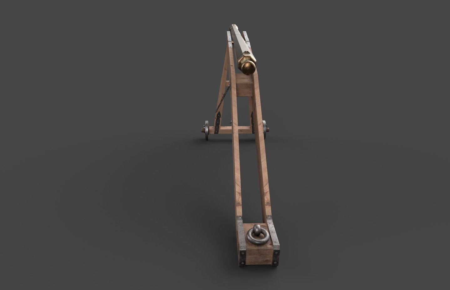 Medieval 16th century falconet cannon on mount Low-poly 3D model_6