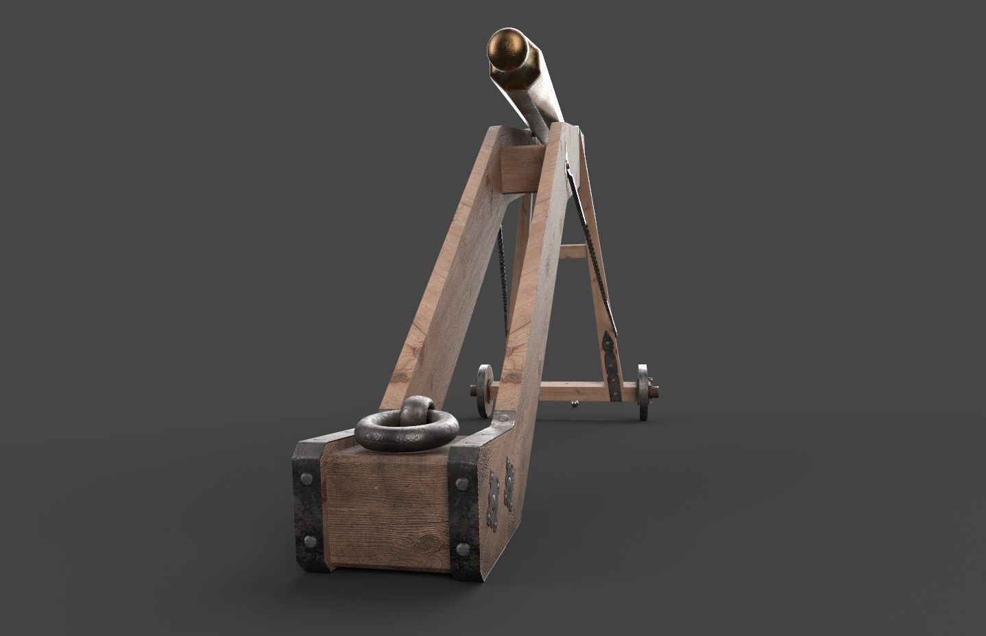 Medieval 16th century falconet cannon on mount Low-poly 3D model_20