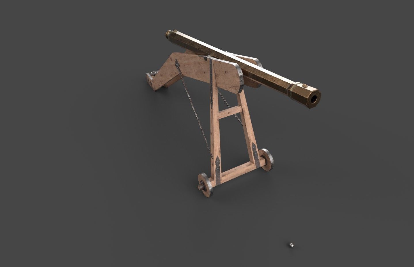 Medieval 16th century falconet cannon on mount Low-poly 3D model_11