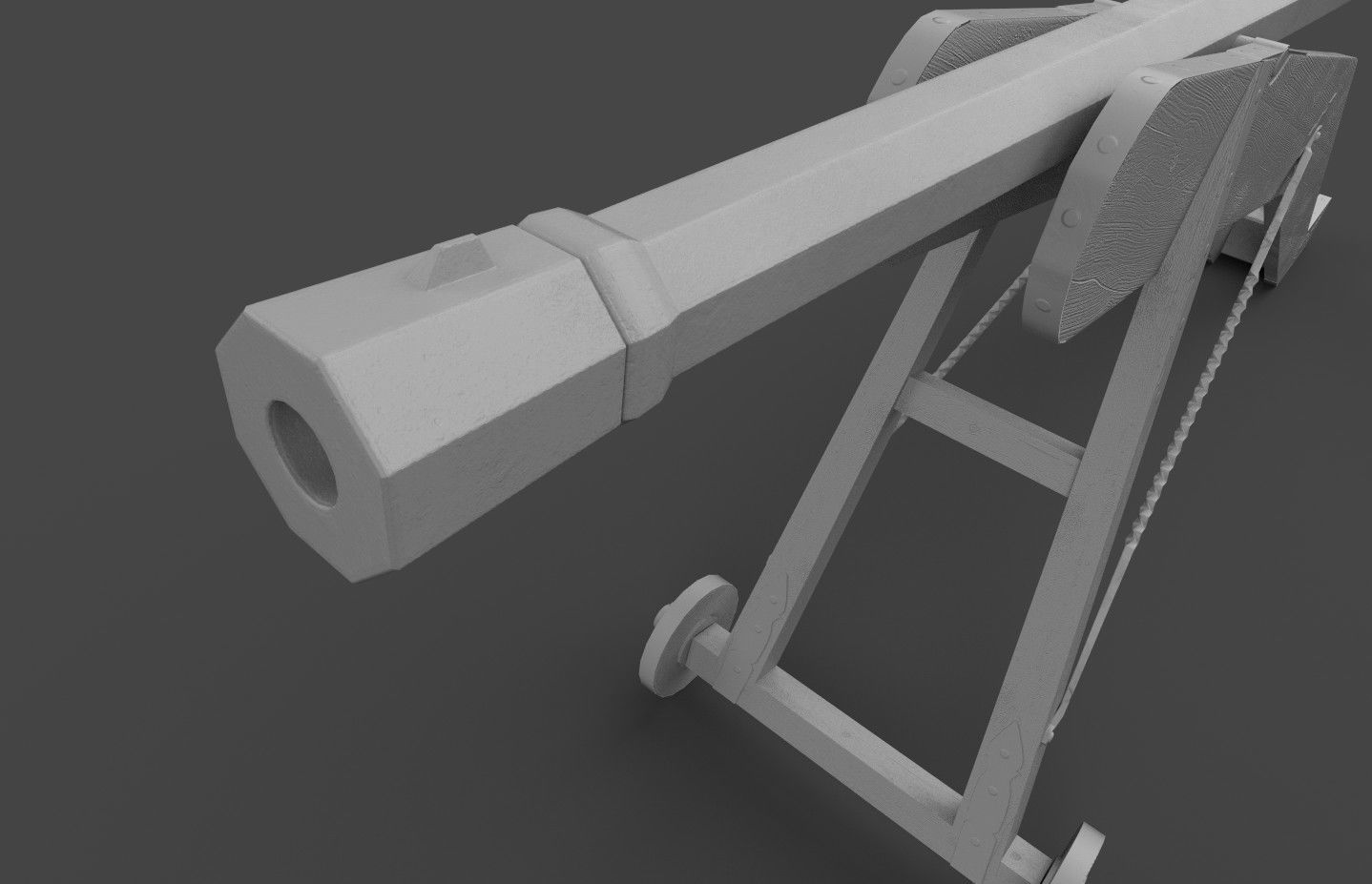 Medieval 16th century falconet cannon on mount Low-poly 3D model_29