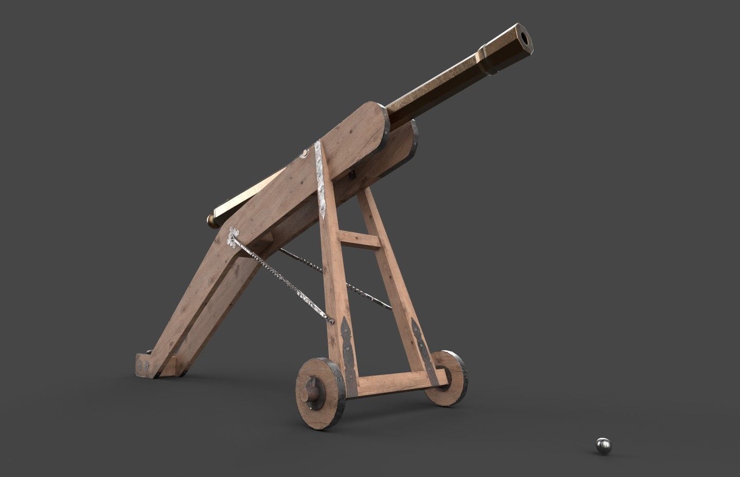 Medieval 16th century falconet cannon on mount Low-poly 3D model_14