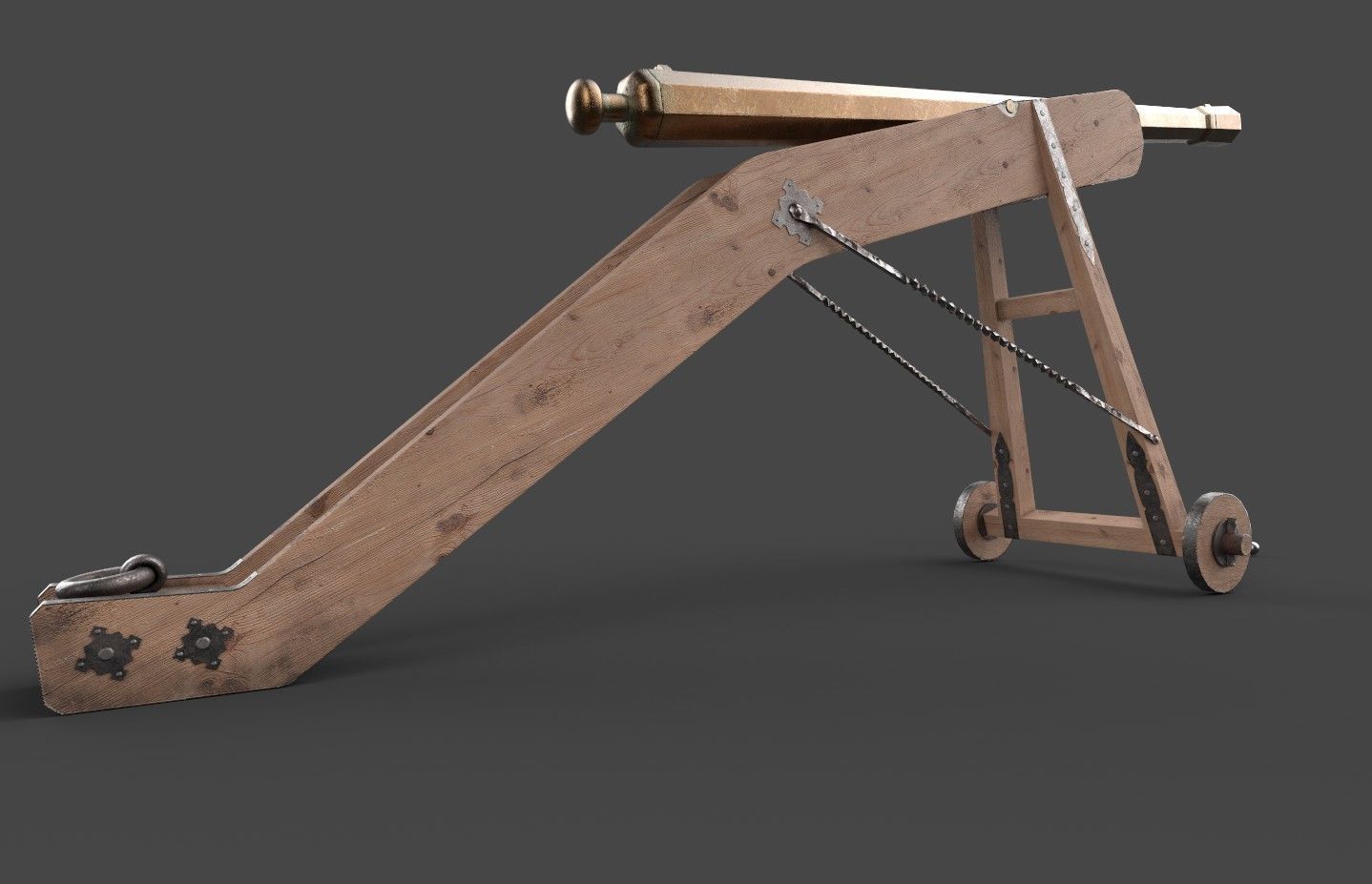 Medieval 16th century falconet cannon on mount Low-poly 3D model_12
