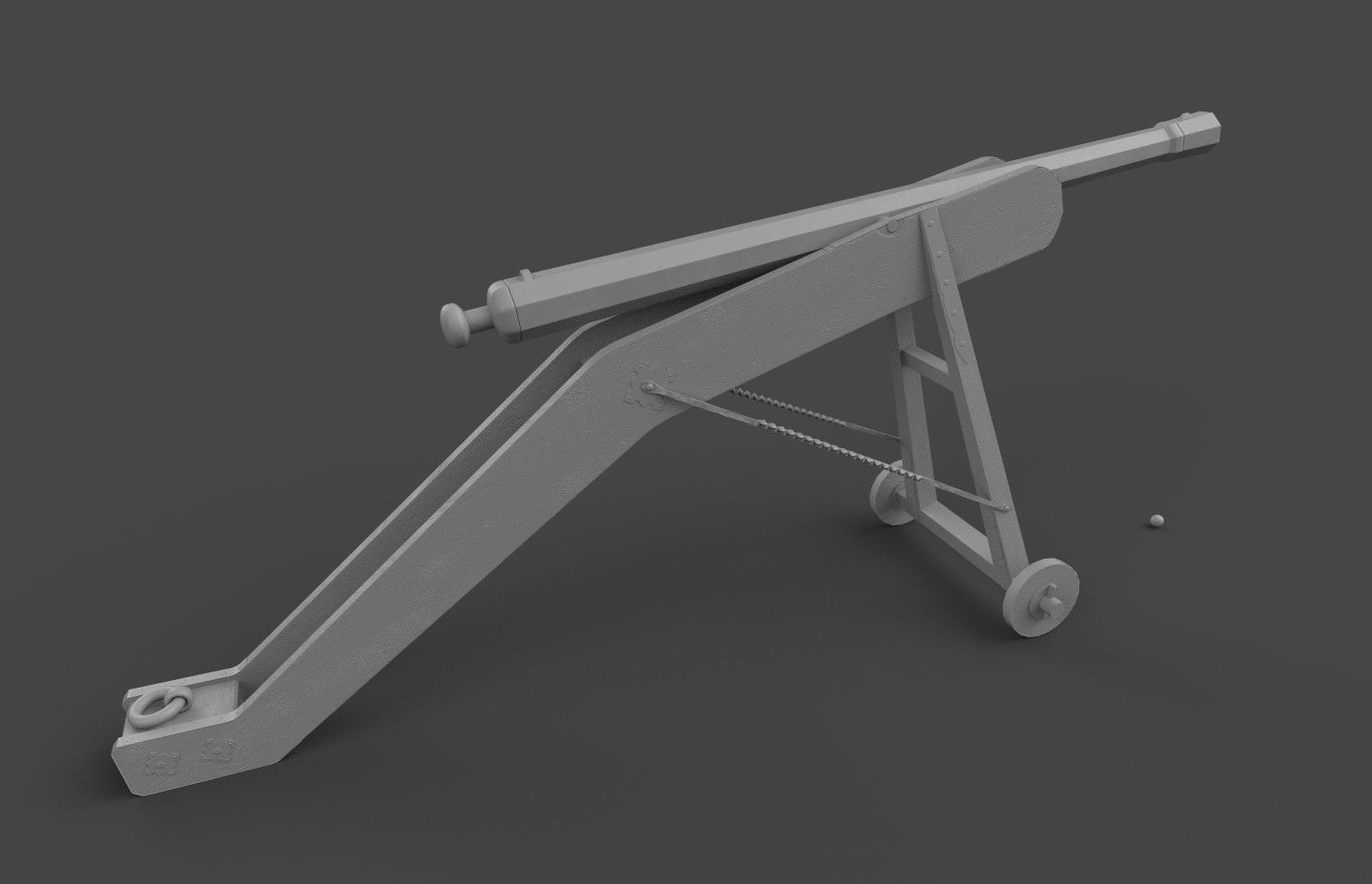 Medieval 16th century falconet cannon on mount Low-poly 3D model_23