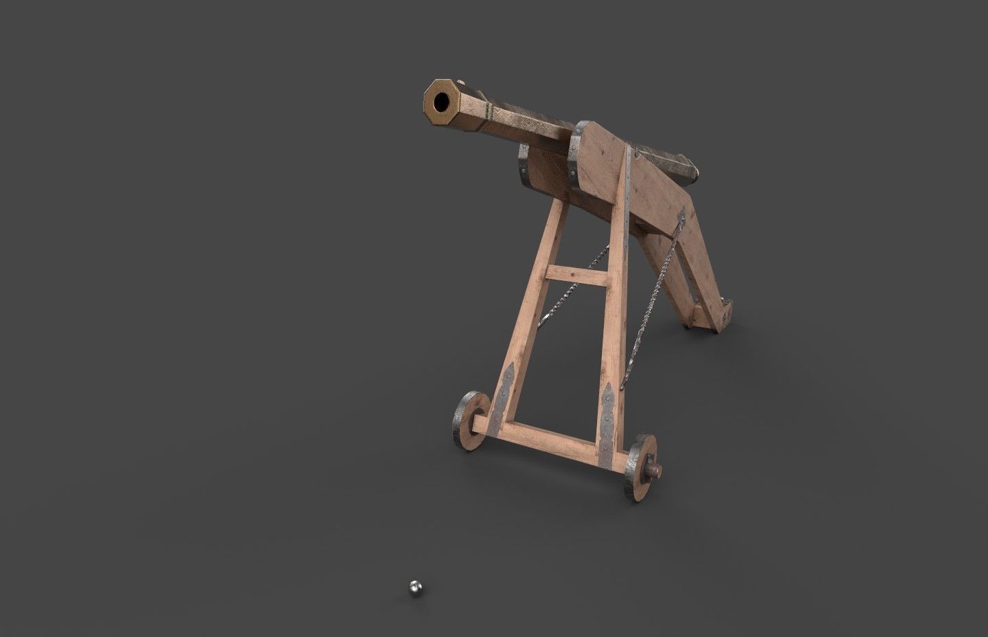 Medieval 16th century falconet cannon on mount Low-poly 3D model_9