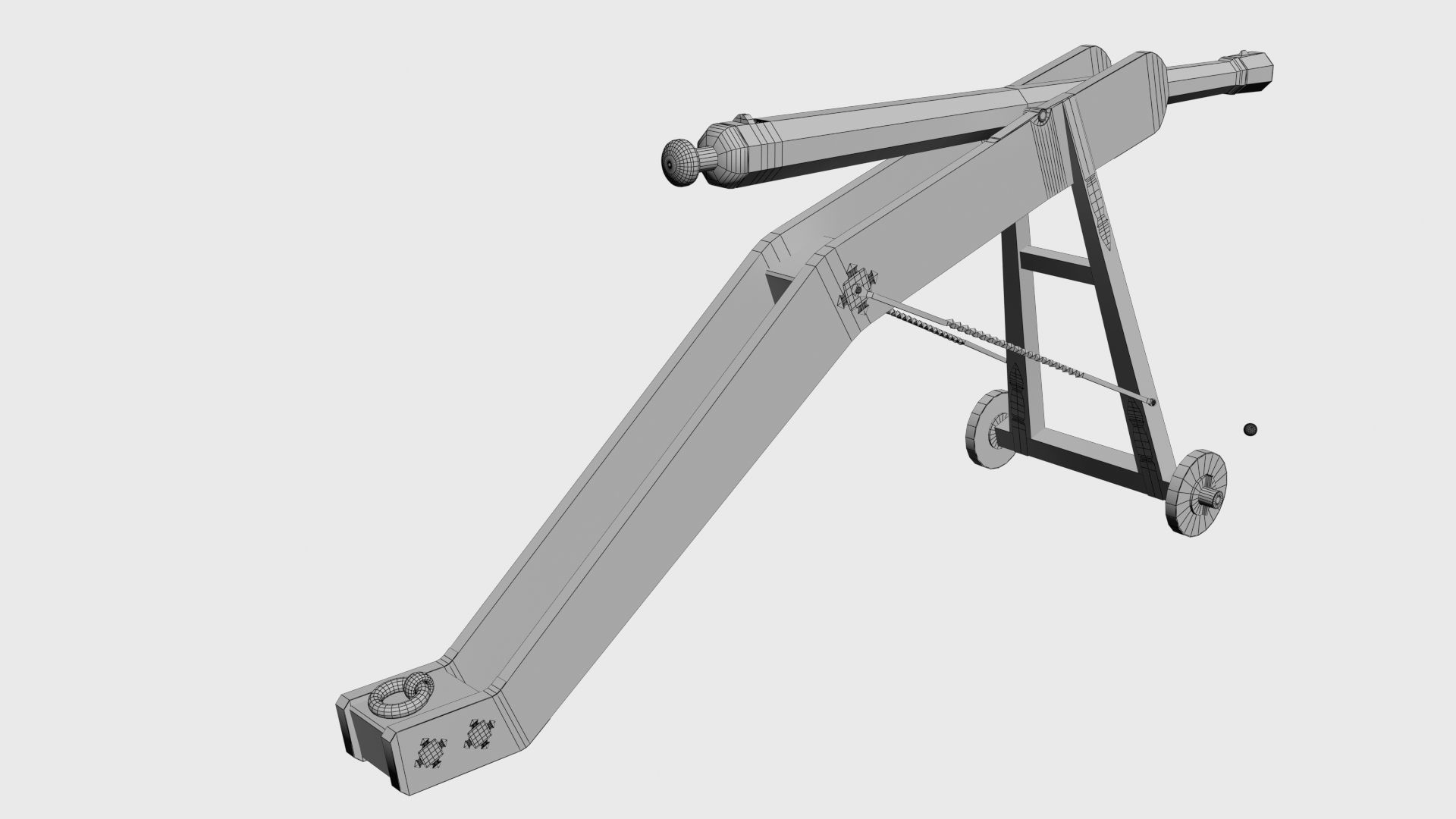 Medieval 16th century falconet cannon on mount Low-poly 3D model_33