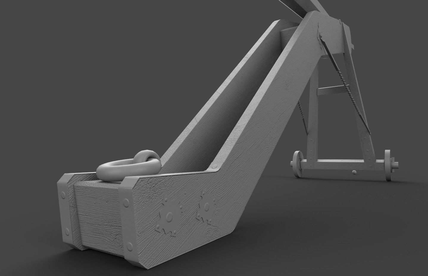 Medieval 16th century falconet cannon on mount Low-poly 3D model_28