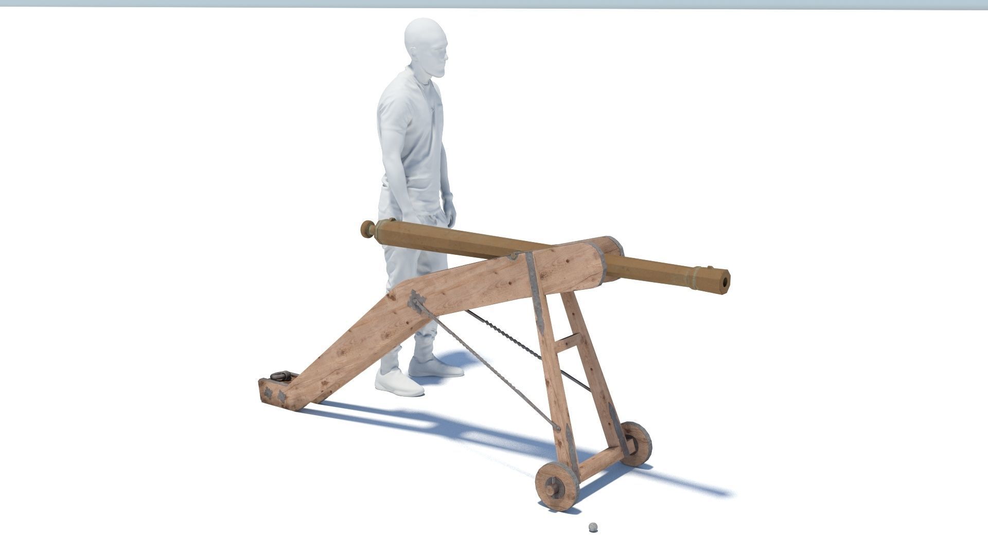 Medieval 16th century falconet cannon on mount Low-poly 3D model_30