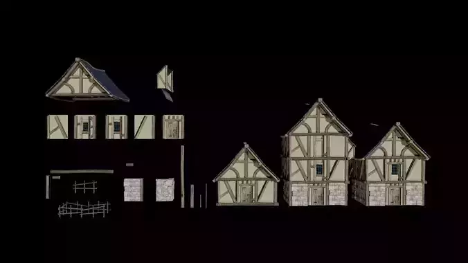 Medieval House Collection Low Poly