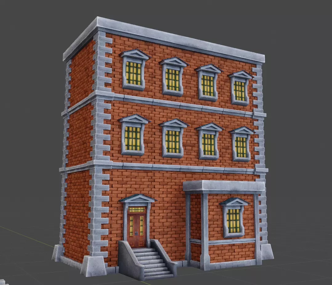 stylized bilding Low-poly 3D model_0
